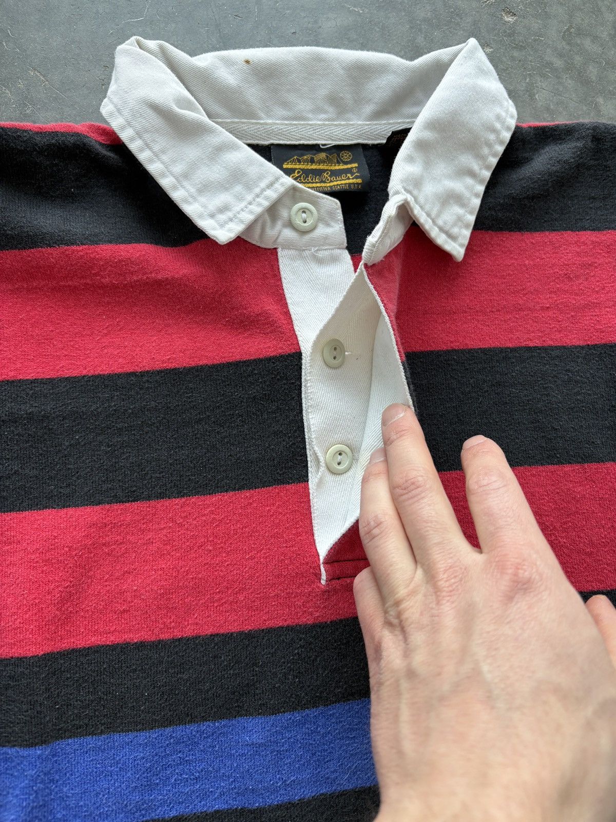 Eddie Bauer Vintage 90s Eddie Bauer Striped Longsleeve Rugby Shirt Size US L / EU 52-54 / 3 - 3 Thumbnail