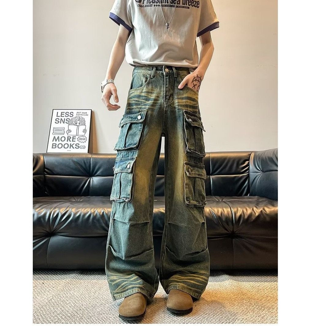 Japanese Brand × Vintage Vintage washed multi-pocket jeans men's loose wide-leg pants Size US 32 / EU 48 - 5 Thumbnail