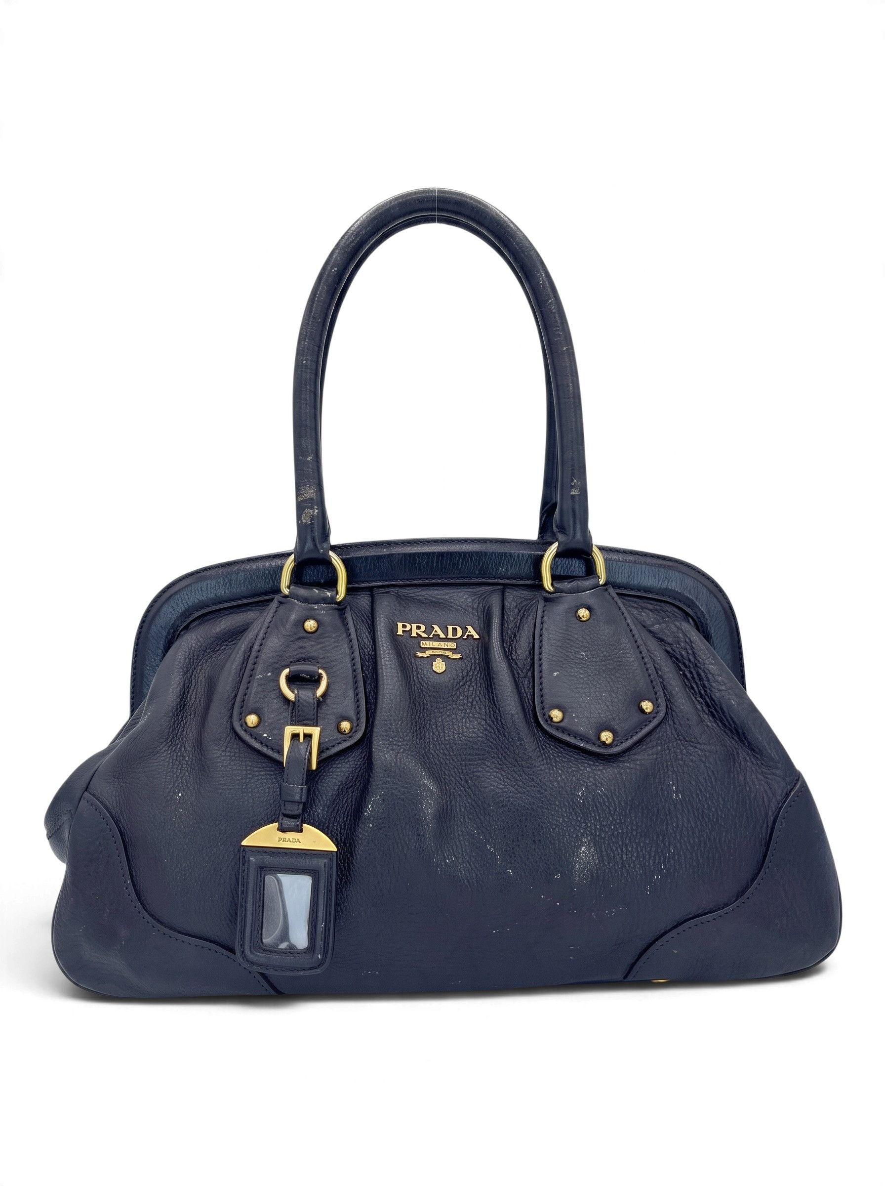 Prada Shoulder Bag Black Leather Vintage Sku:A01026, Women's