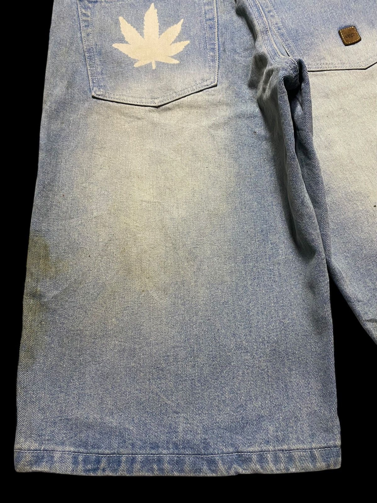 Bob Marley Baggy Vintage Hemp Blue Denim Shorts With Unique Stains Find Size US 31 - 6 Thumbnail
