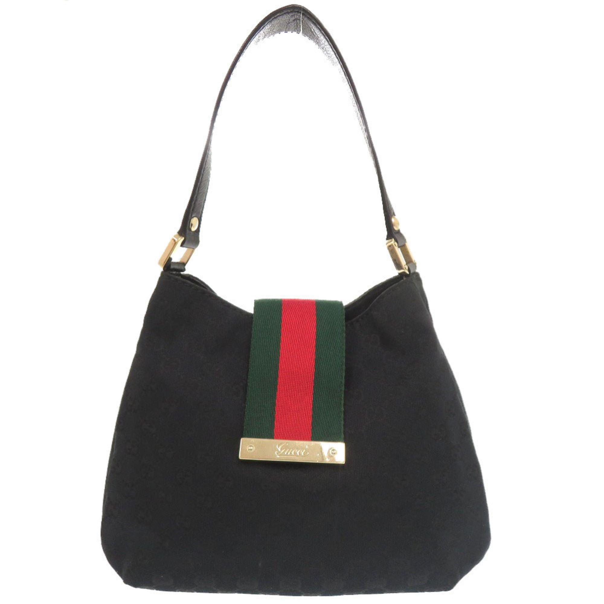Gucci Gucci GG Canvas Leather 211934 Black Hobo Shoulder Bag 11205GUCCI Size ONE SIZE - 1 Thumbnail