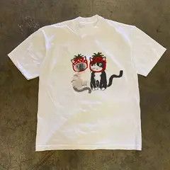 VIBE White casual retro orange print t-shirt Size US L / EU 52-54 / 3 - 1 Thumbnail