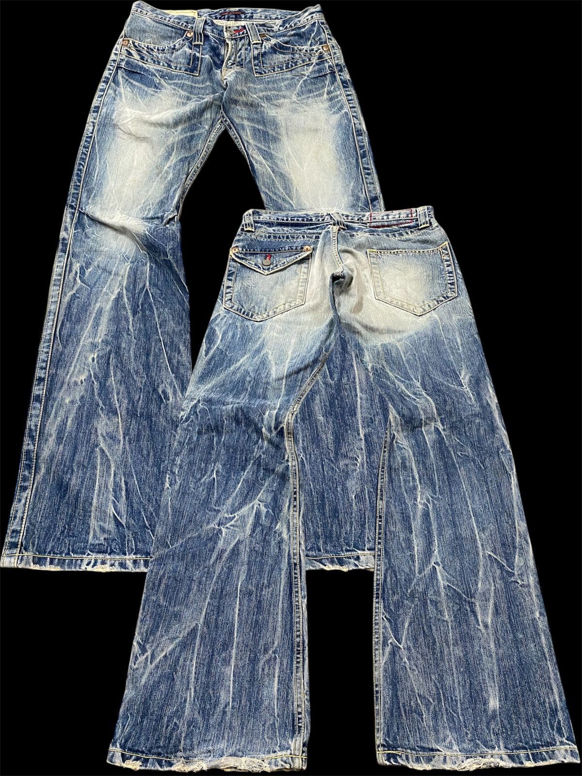 Hysteric Glamour Flare Jeans Blue Way Japan Distressed Denim p189 Size US 32 / EU 48 - 1 Thumbnail