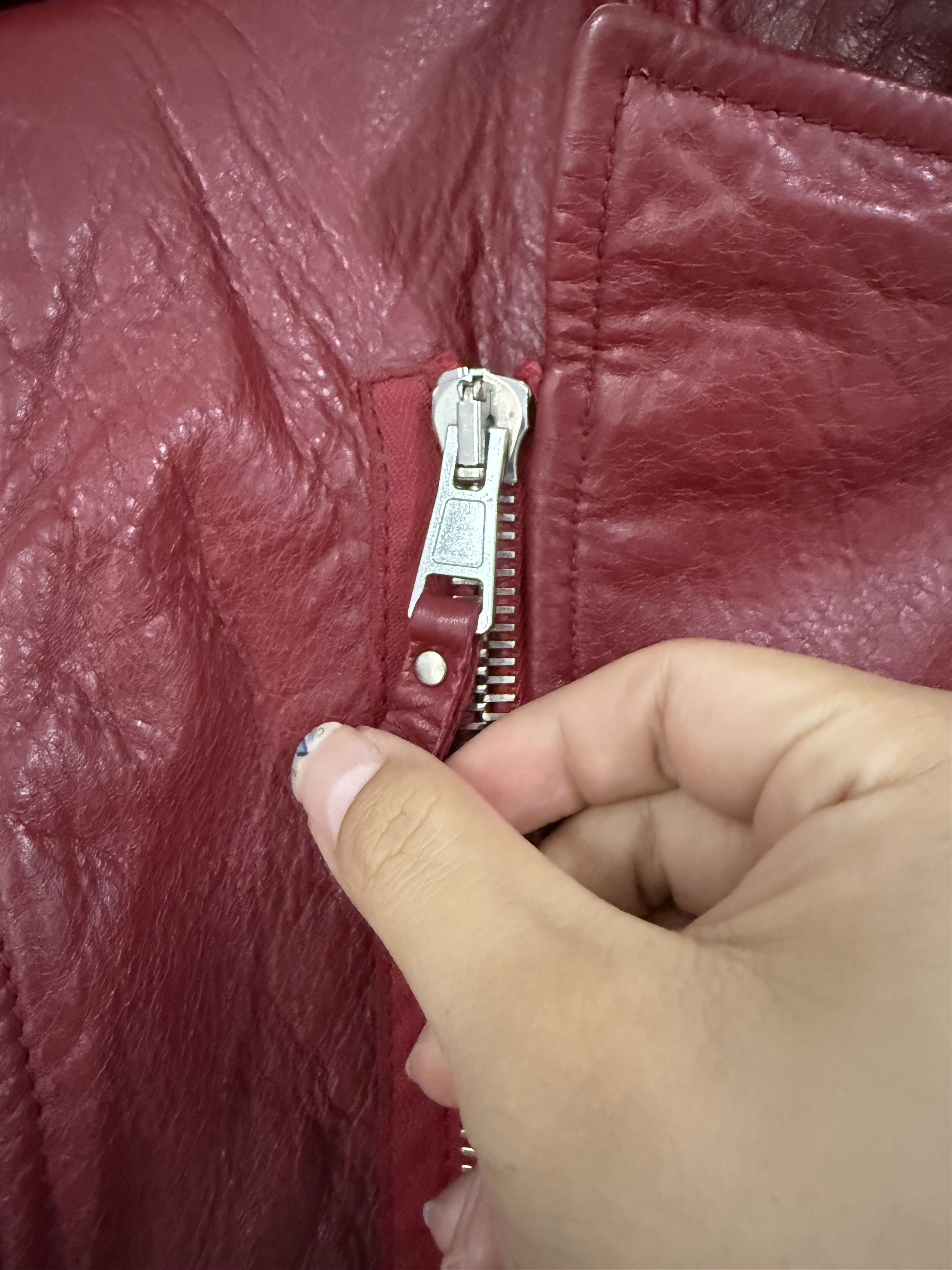 Balenciaga Balenciaga Leather Red Lambskin Moto Biker Jacket Size M / US 6-8 / IT 42-44 - 3 Thumbnail