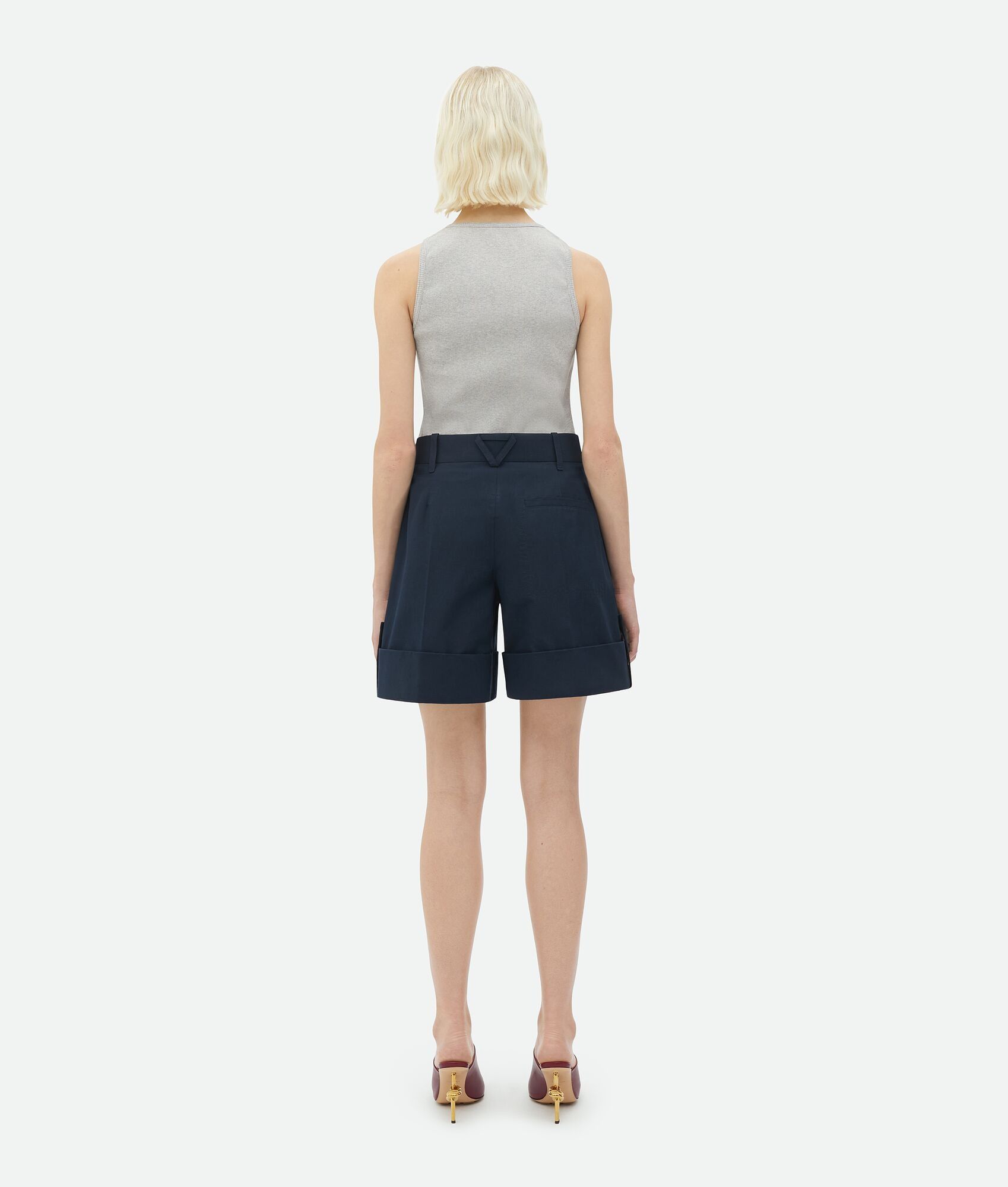 Bottega Veneta o1n1vont0325 Lapeled Compact Cotton Canvas Shorts in Abyss Size 26" / US 2 / IT 38 - 3 Thumbnail
