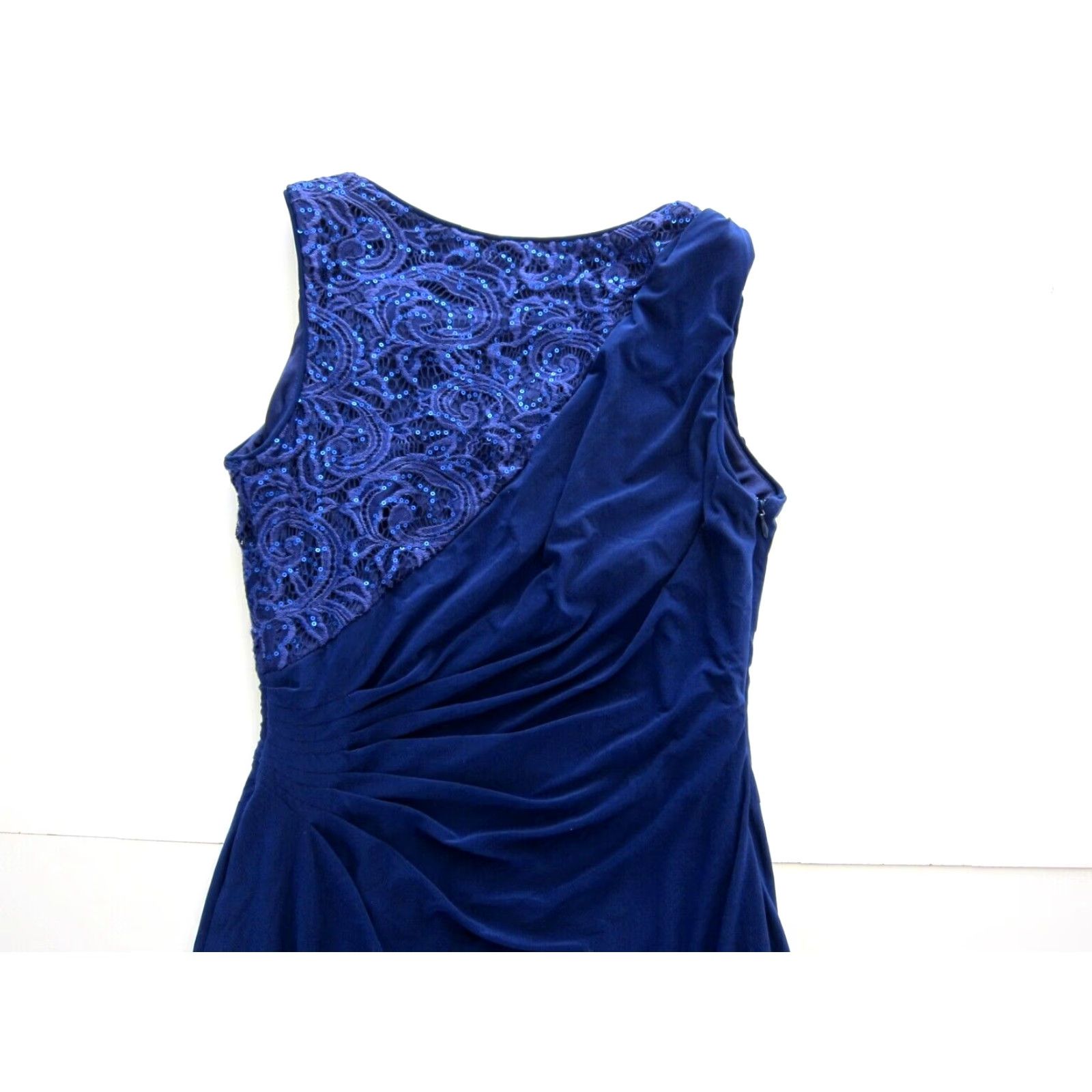 Vintage VINTAGE R&M Richards Blue Stretch Sparkle Sequin Sleeveless Ruched Sheath Dress Small Dress Size S / US 4 / IT 40 - 5 Thumbnail