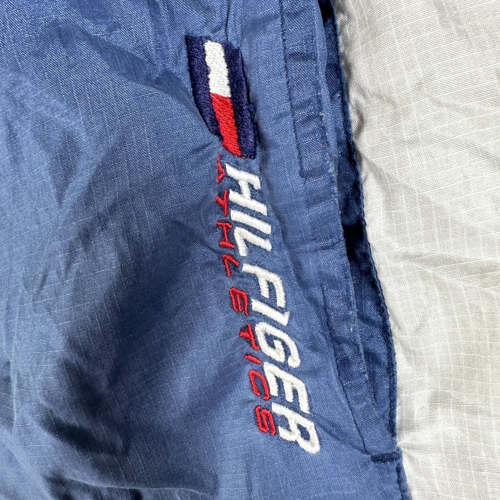 Tommy Hilfiger Tommy Hilfiger Athletics Pants Mens 2XL Colorblock Track Pants Navy Blue Red Beige Pockets Drawstring Zip Ankle Size US 39 - 3 Thumbnail