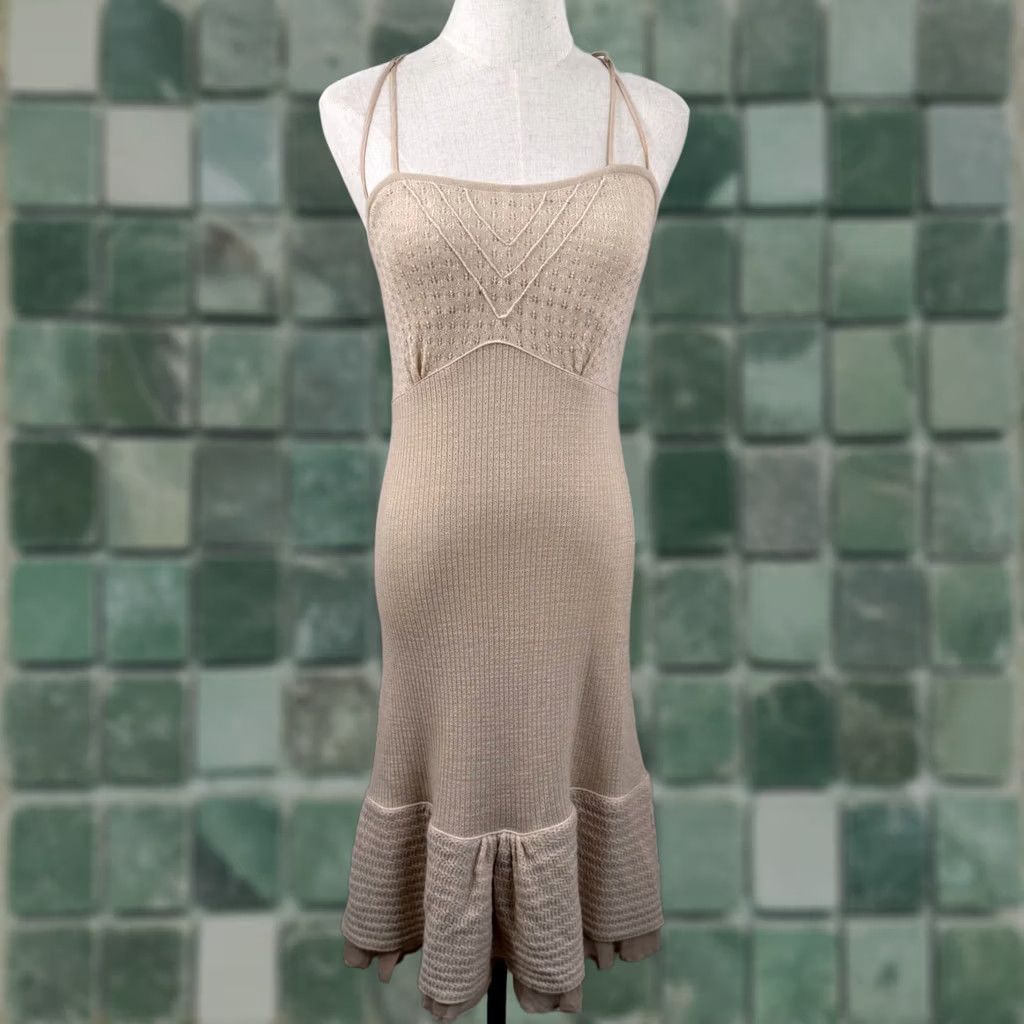 Bcbgmaxazria Max Azria Knit Midi Dress Pointelle Ruffle Ber Size S / US 4 / IT 40 - 1 Thumbnail