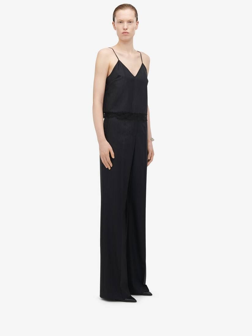 Alexander McQueen o1srvl11e0326 High-waisted Wide Leg Trousers in Navy Size 25" / US 0 / IT 36 - 3 Thumbnail