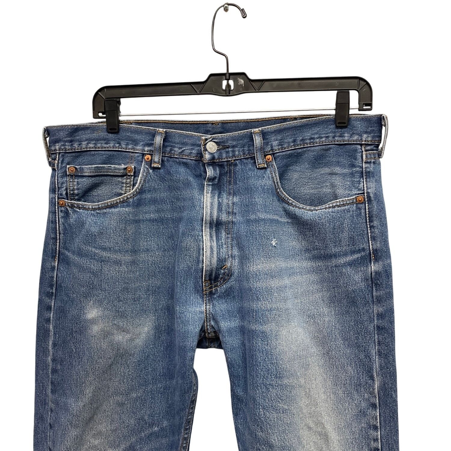 Levi's Levis 505 Mens 38W 34L Distressed Classic Fit Denim Jeans Size US 38 / EU 54 - 2 Thumbnail