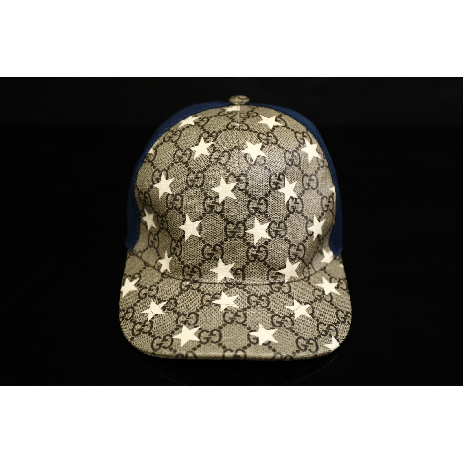 Gucci Kids Gucci GG Supreme Monogram Star Hat Blue Size M