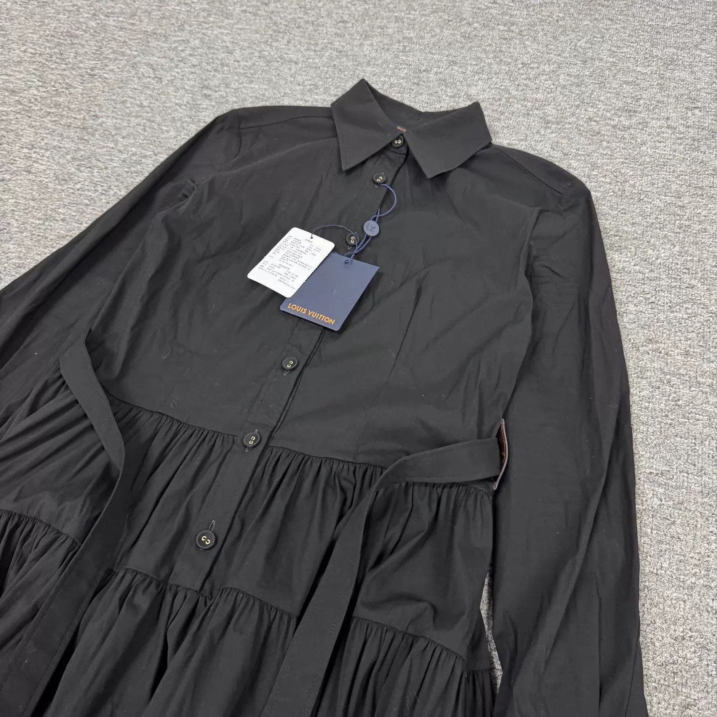 Louis Vuitton LV black waist-tie long-sleeve shirt dress 40 NWT Size M / US 6-8 / IT 42-44 - 4 Thumbnail