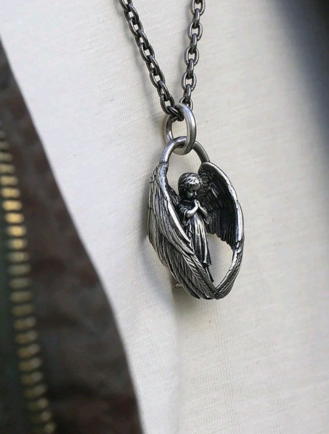 Jewelry Angel Decor Oval Pendant Necklace Size ONE SIZE - 2 Thumbnail