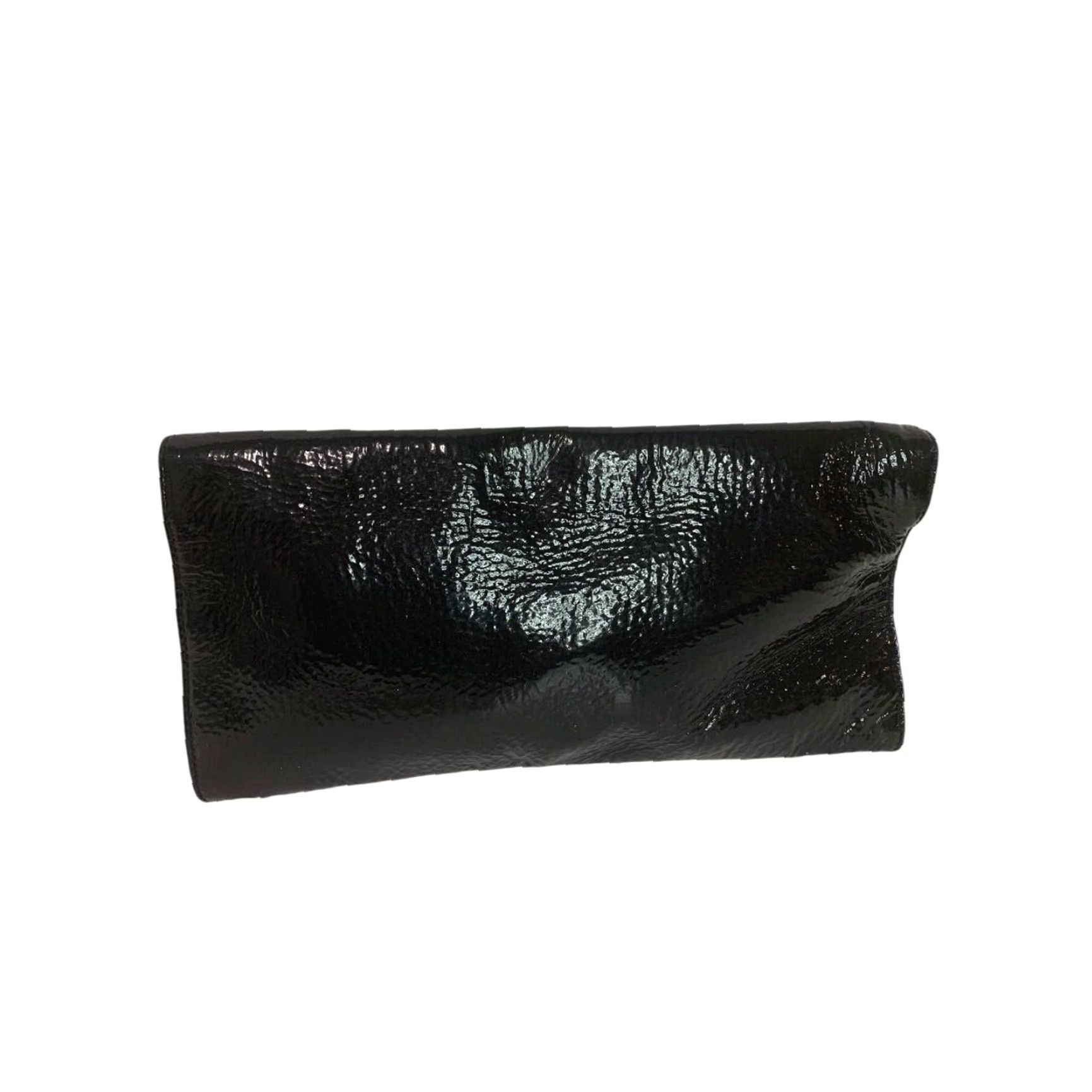 Vintage VINTAGE Borbonese Clutch Bag Envelope Crinkle Patent Leather Black 1990s Womens Size ONE SIZE - 5 Thumbnail