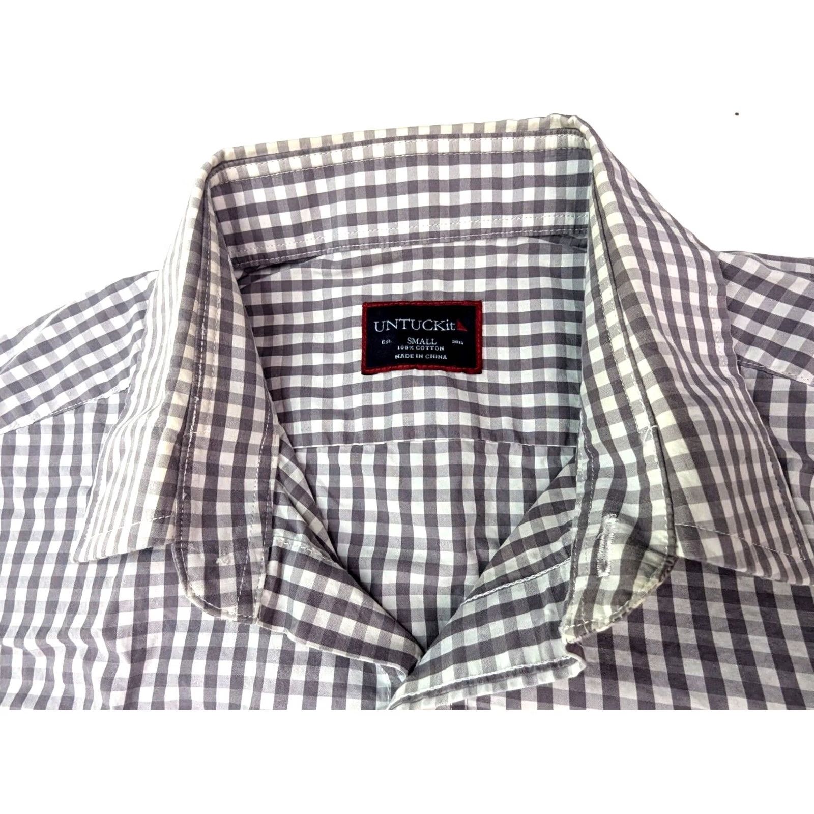 UNTUCKit UNTUCKit Plaid Button-Up Shirt Mens S Gray White Check Long Sleeve 42 Chest Size US S / EU 44-46 / 1 - 3 Thumbnail
