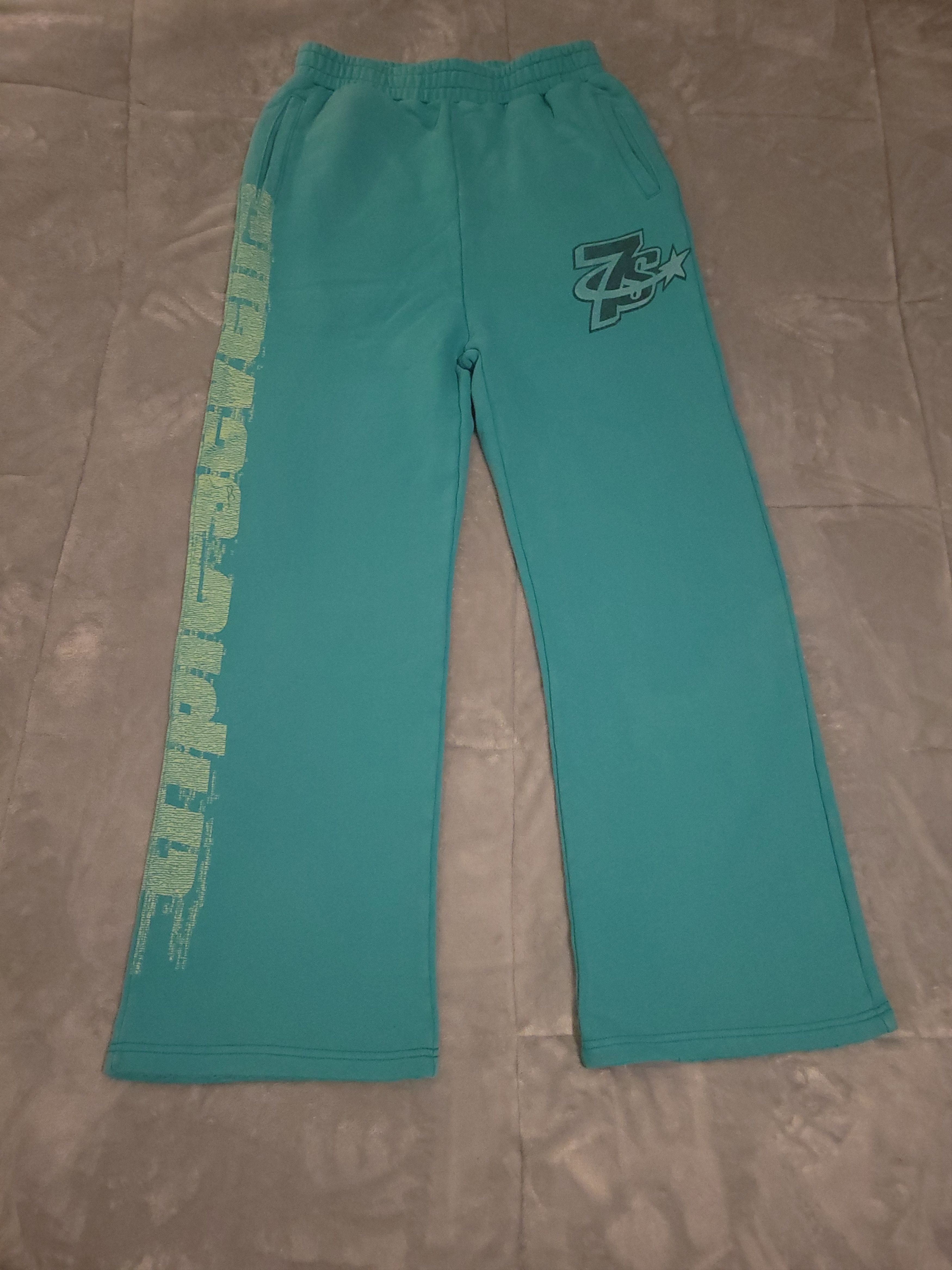 TRIPLE SEVENS Triple Sevens- Washed Blue Wide Leg Sweats -Men's Large BNWT Size US 34 / EU 50 - 1 Thumbnail