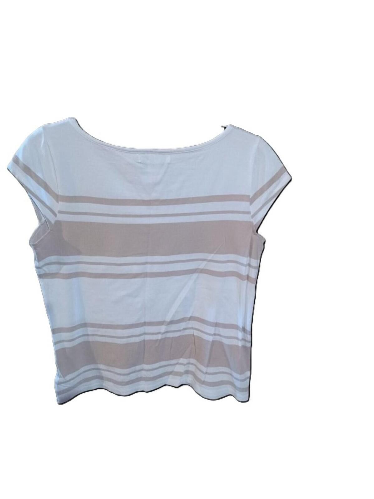 Other Liz Claiborne Off White Top With Beige Stripes Size Medium Size M / US 6-8 / IT 42-44 - 3 Thumbnail