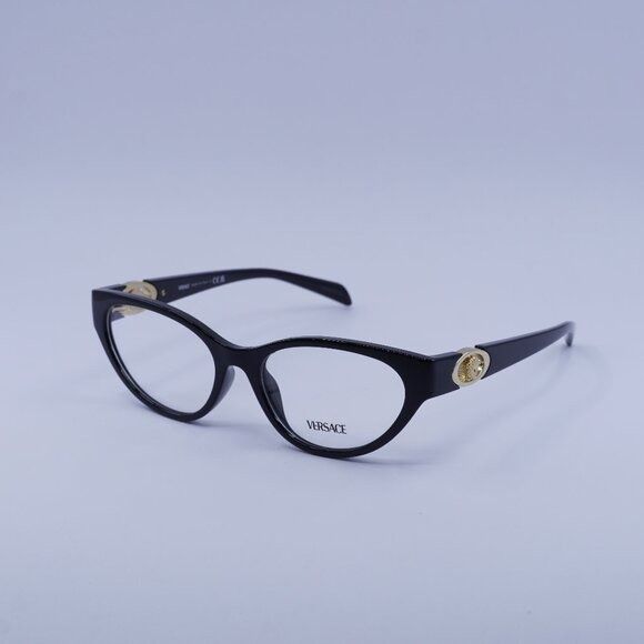 Versace Versace VE3372U GB1 Eyeglasses Shiny Black 54mm Cat Eye Size ONE SIZE - 3 Thumbnail