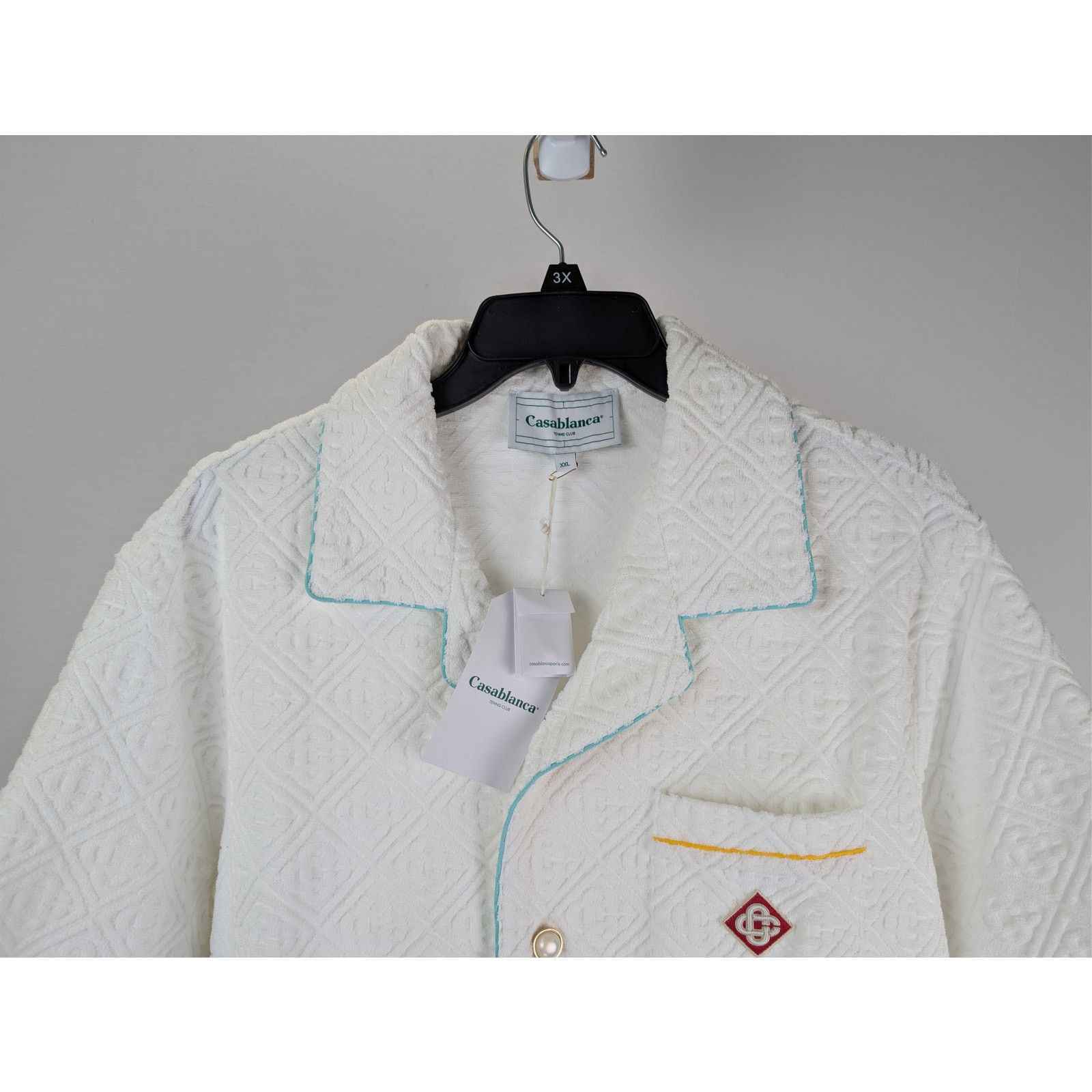 Casablanca o1rshd1 Mens Monogram Towelling Collar Shirt in White Size US XXL / EU 58 / 5 - 3 Thumbnail