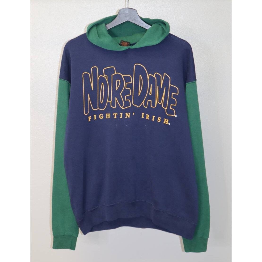 Vintage VTG Notre Dame Fighting Irish Hoodie Sweatshirt Green Navy L Size US L / EU 52-54 / 3 - 1 Thumbnail