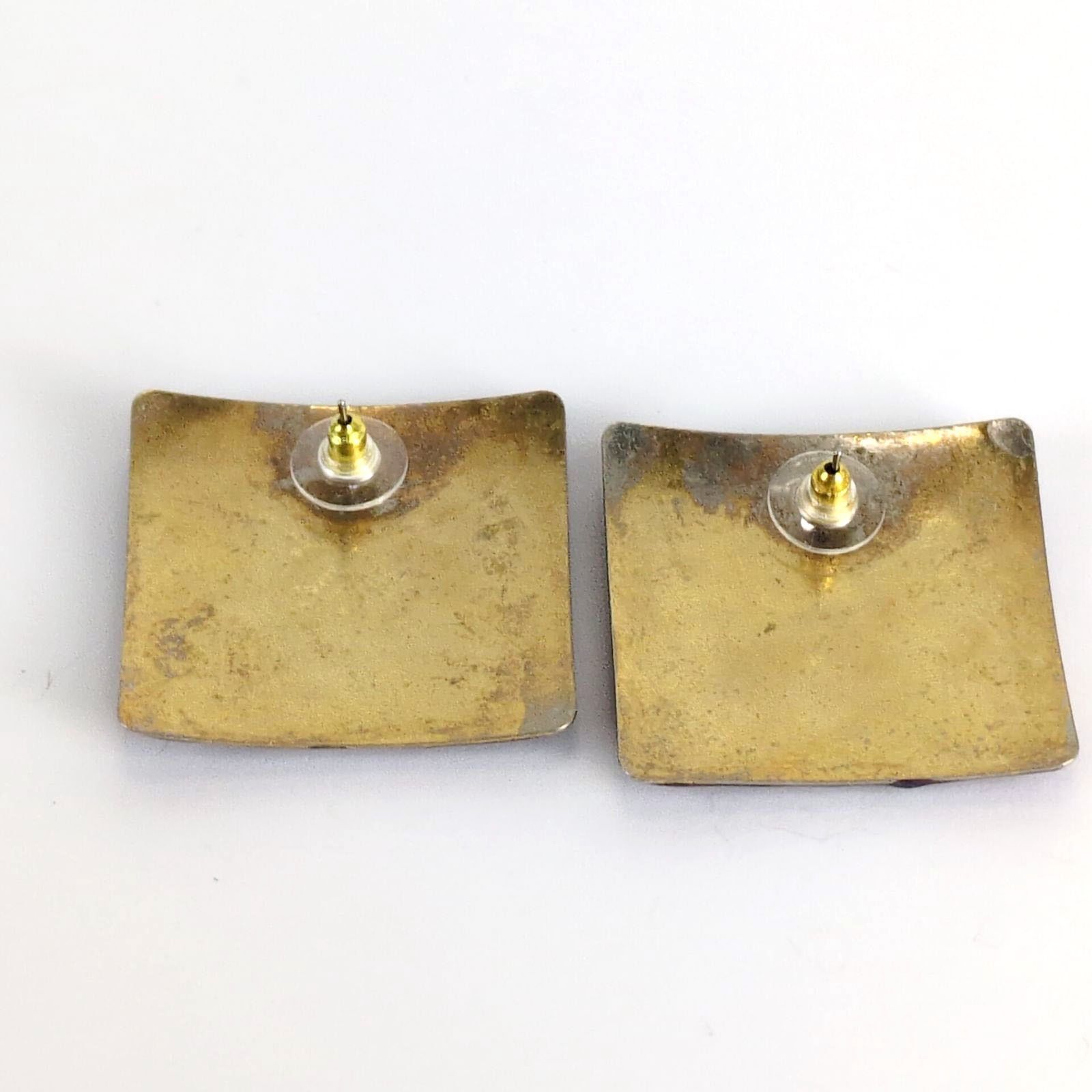Vintage 1980s Purple Shimmer Swirl Enamel Square Stud Earrings Size ONE SIZE - 4 Thumbnail