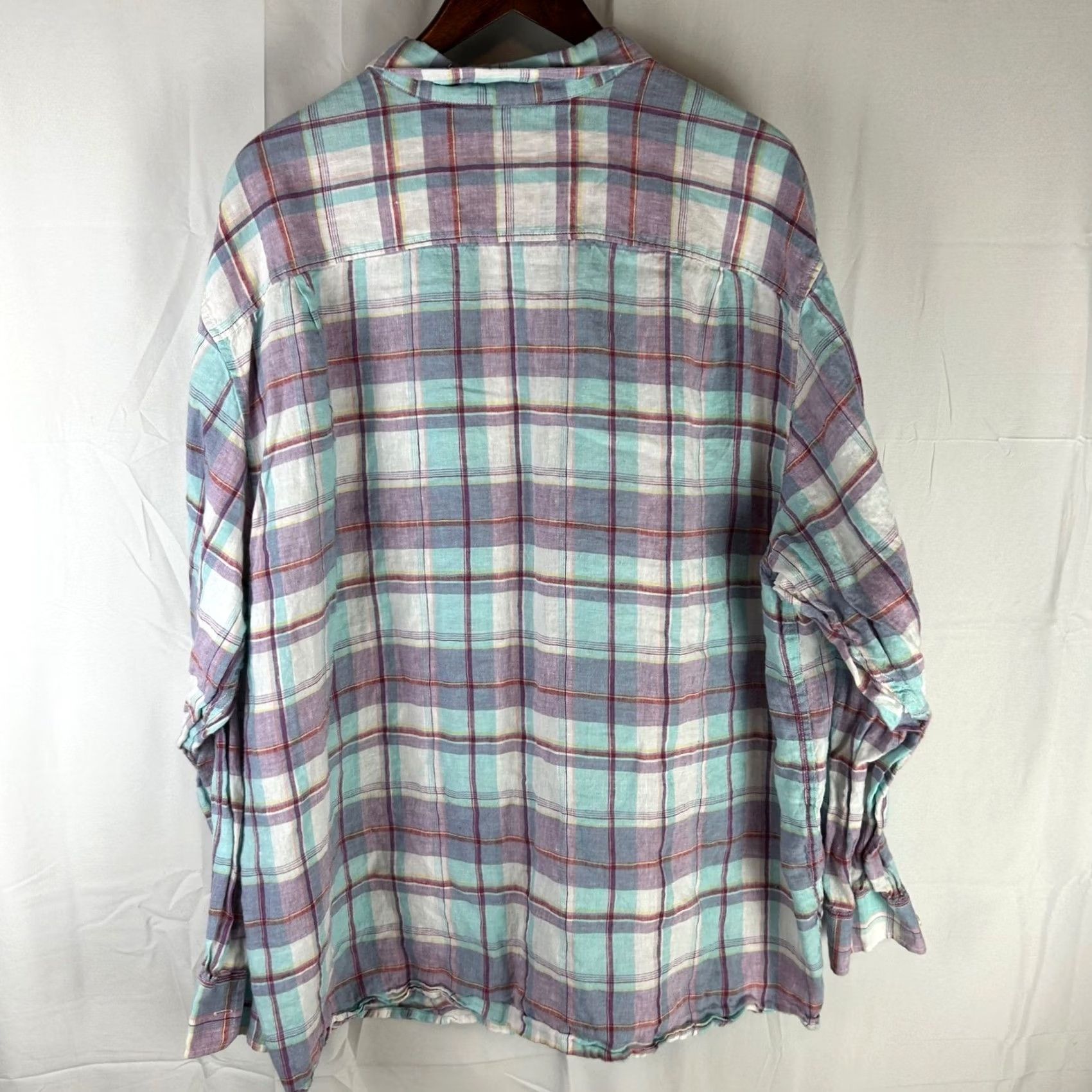 Tommy Bahama Tommy Bahama Button-Up Mens 2XL Multicolor Plaid 100% Linen Long Sleeve Shirt Size US XXL / EU 58 / 5 - 7 Thumbnail