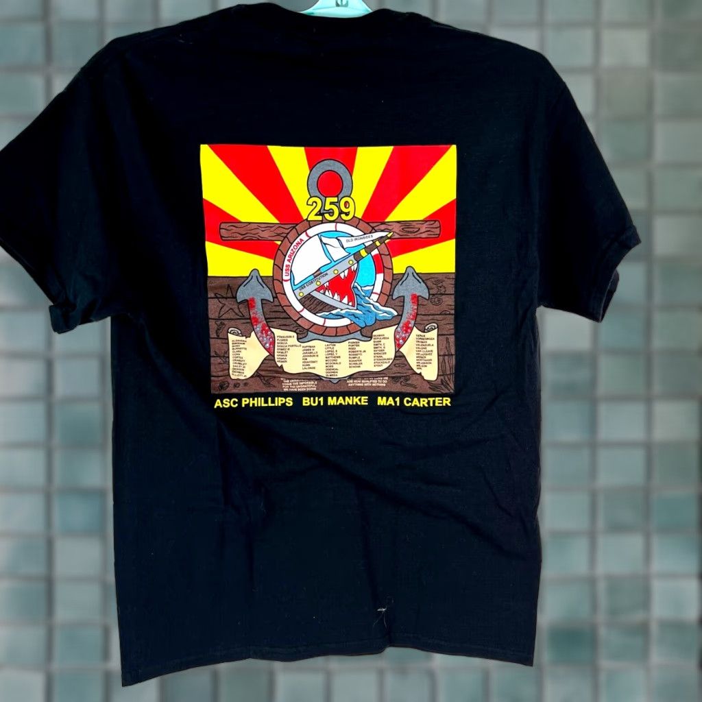 Gildan VINTAGE US Navy 259 USS Arizona T-Shirt - Men’s Short Sleeve Crew Neck, Blue, Size M, Graphic Print, 2-Sided, Gildan Heavy Cotton Size US M / EU 48-50 / 2 - 1 Thumbnail