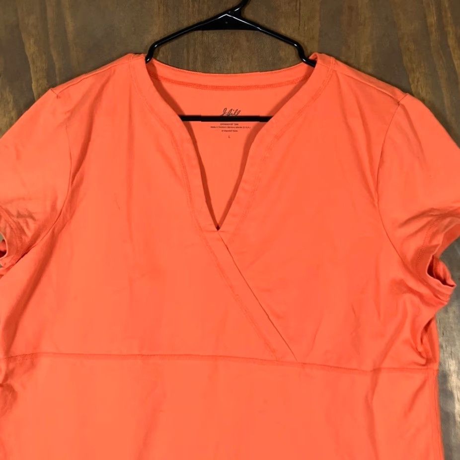 J. Jill J Jill Womens Shirt Orange V Neck Crossover Tee Short Sleeve Stretch Large Shirt Womens Short Sleeve V-Neck Orange Large Classic Casual Tee Size L / US 10 / IT 46 - 2 Thumbnail