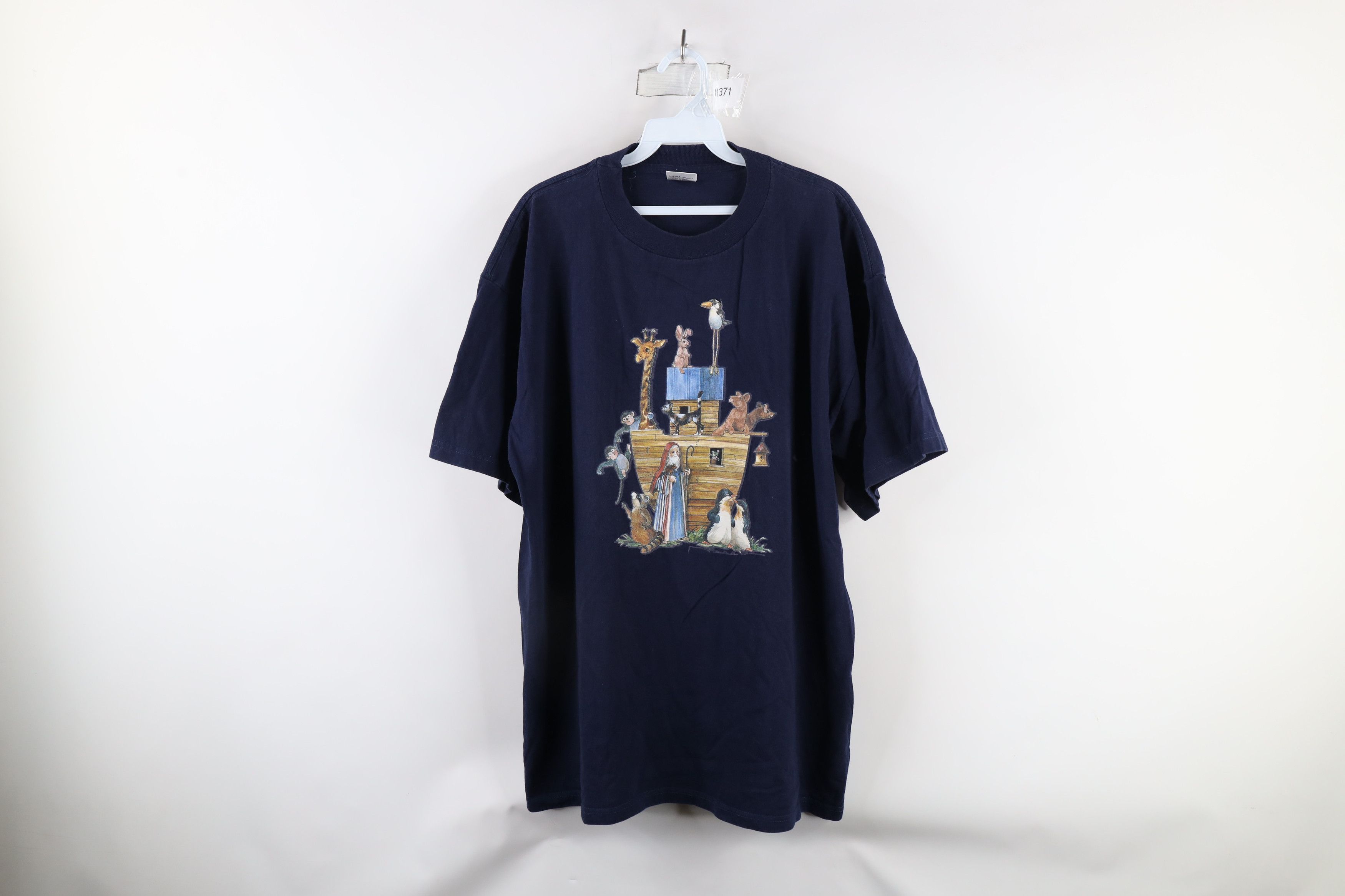 Vintage Vintage 90s Streetwear Noahs Ark Animals T-Shirt Blue Size US XL / EU 56 / 4 - 1 Thumbnail