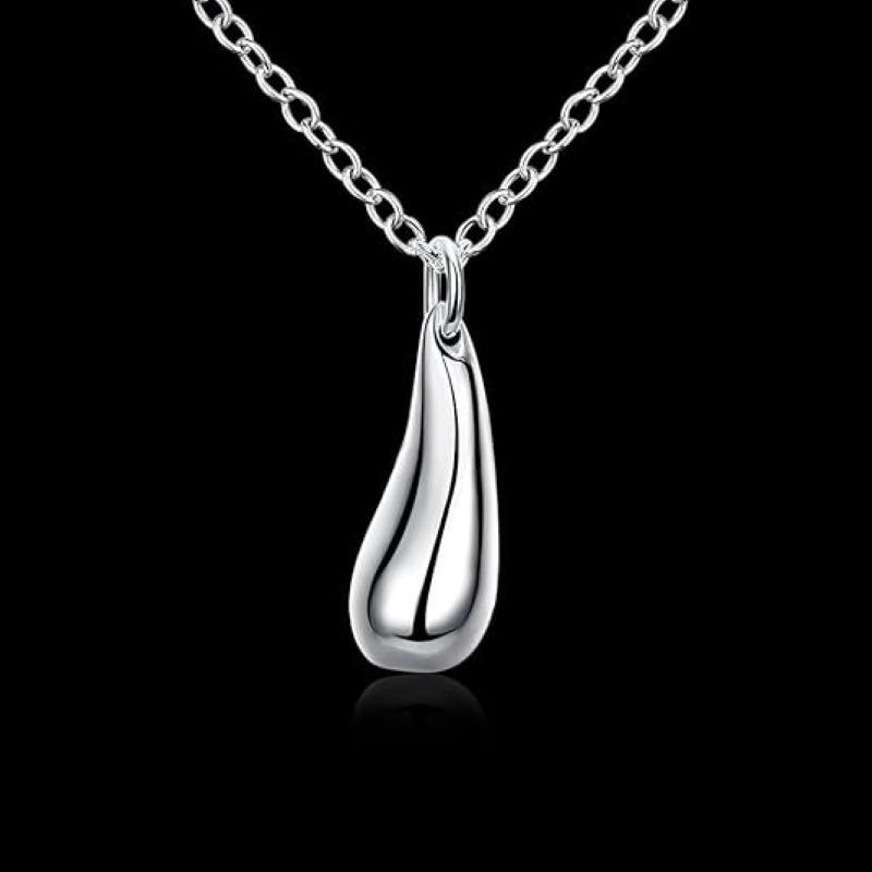 Other 18" Silver Plated Water Drop Necklace | Minimalist Size ONE SIZE - 4 Thumbnail