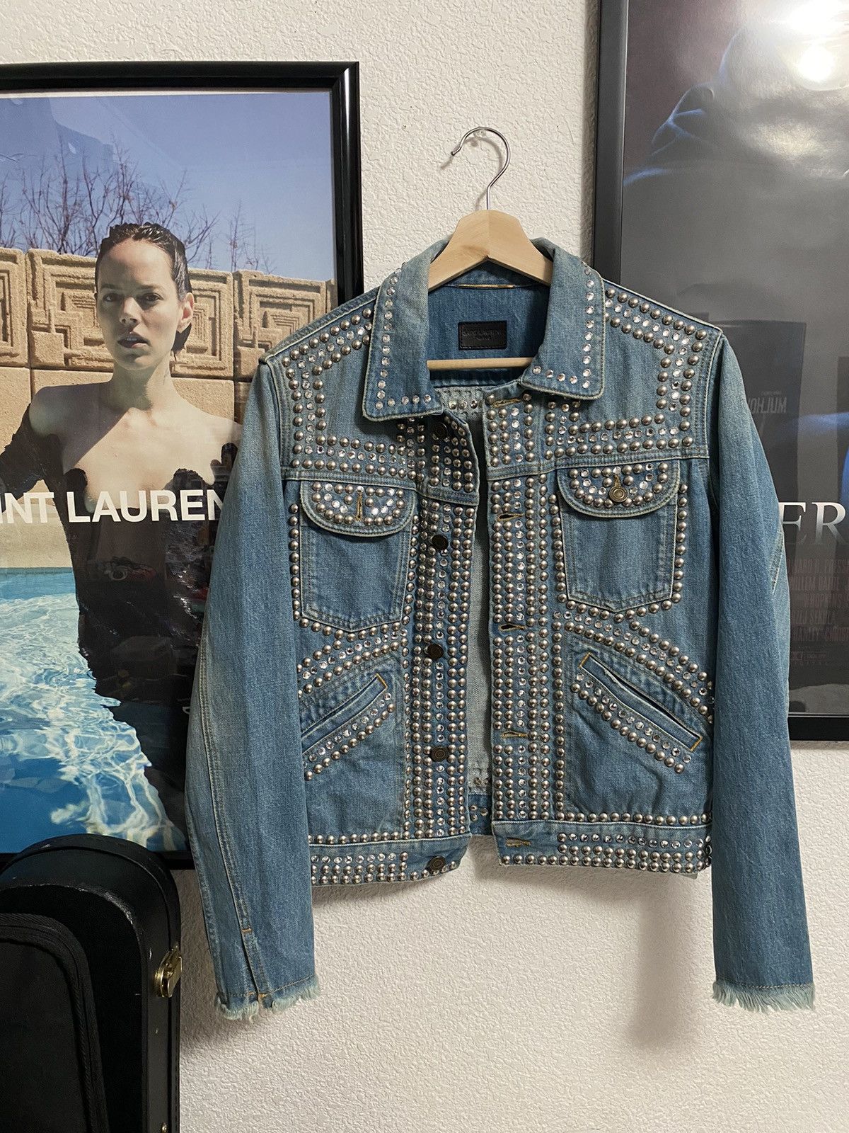 Saint Laurent Paris Saint Laurent Paris SS16 Denim Studded Crystal
