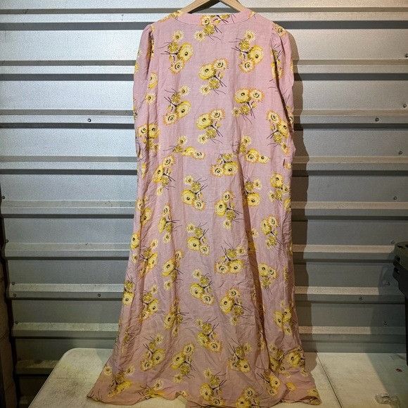 Madewell Madewell Pink Floral Kimono with Yellow Accents Size L / US 10 / IT 46 - 4 Thumbnail