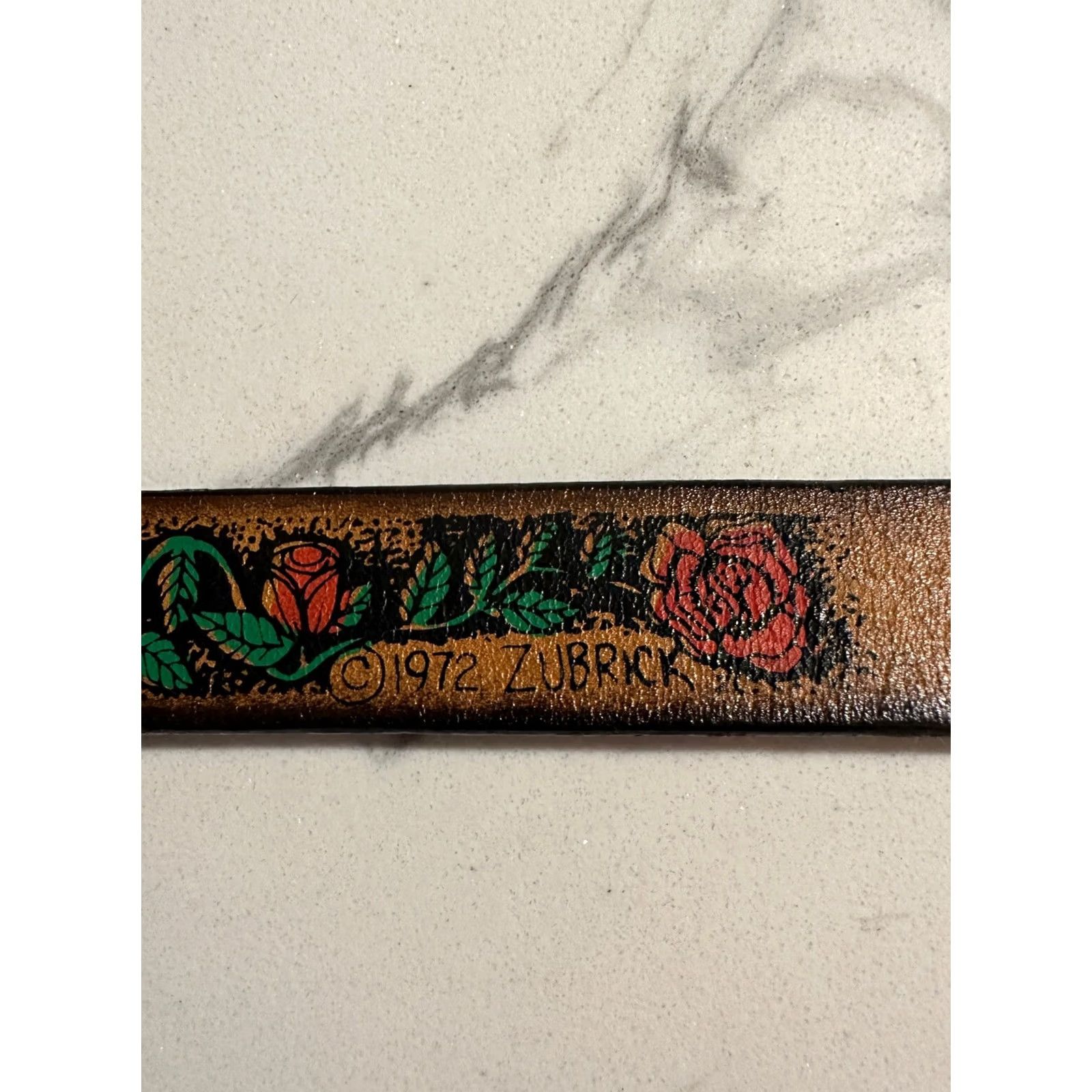 Vintage VINTAGE Zubrick Women Leather Belt 26 Brown Roses Flowers 1972 Belt Womens Leather Roses Theme 1972 Size ONE SIZE - 4 Thumbnail