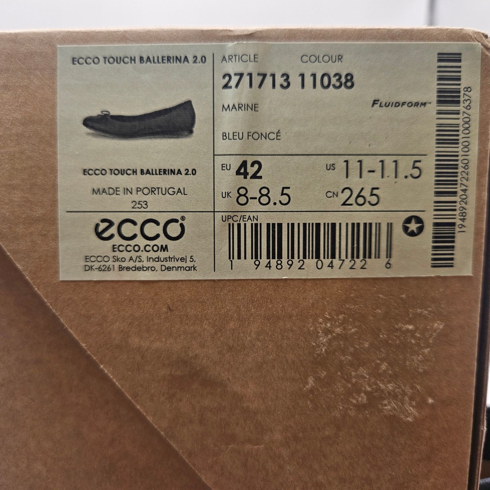 Ecco ECCO WOMEN'S 42 BALLERINA TOUCH 2.0 MARINE BLUE NIB LEATHER Size US 11.5 / IT 41.5 - 7 Thumbnail