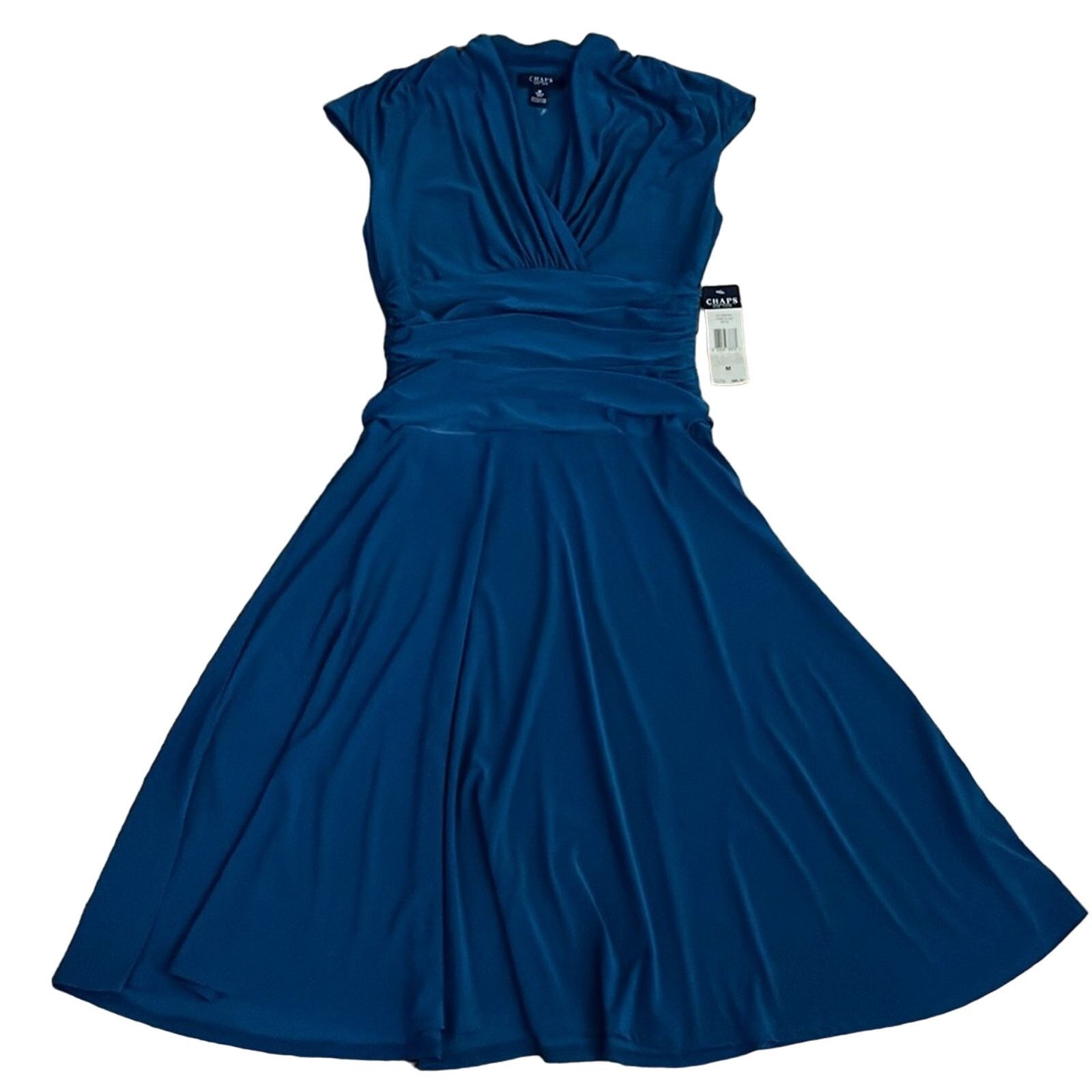 Chaps Chaps Dress Jersey Ruched Midi Career Blue Size M NEW Size M / US 6-8 / IT 42-44 - 1 Thumbnail