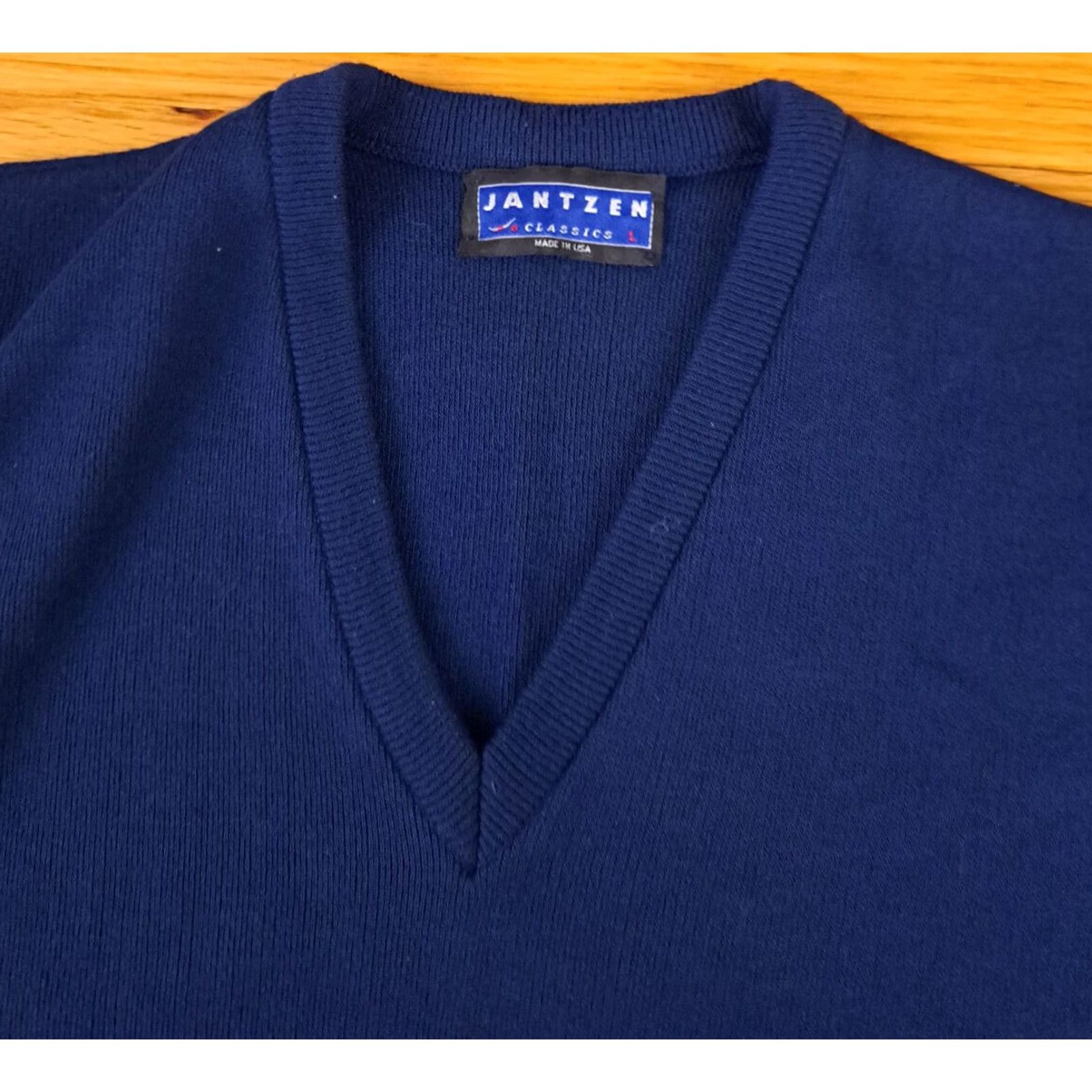 Jantzen Jantzen Knit Large Vest Navy USA Made V-Neck Size US L / EU 52-54 / 3 - 3 Thumbnail