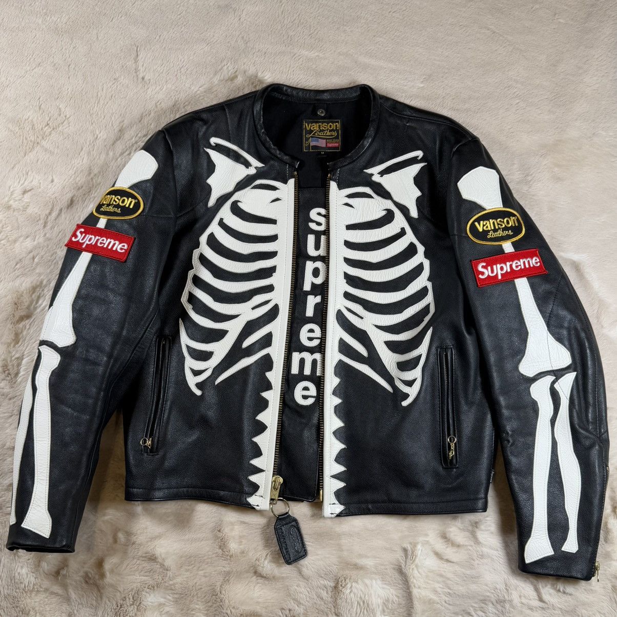 Supreme × Vanson Leathers Supreme Vanson Leather Bones Jacket Black Men’s M (FW17) Size US M / EU 48-50 / 2 - 1 Thumbnail