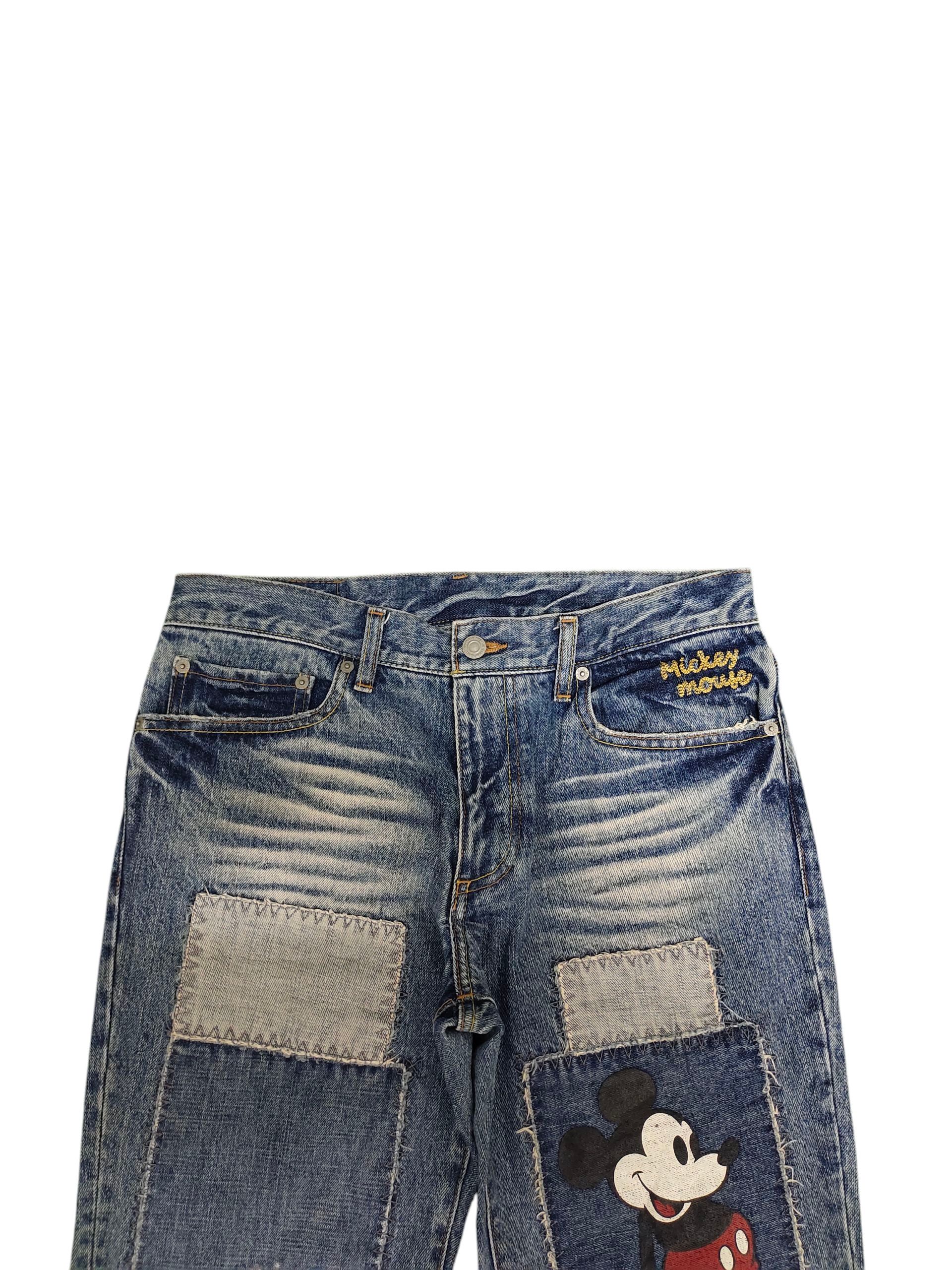 Mickey Mouse Vintage 90s Mickey Mouse Patchwork Clawmark Distress Jeans Size US 32 / EU 48 - 2 Thumbnail