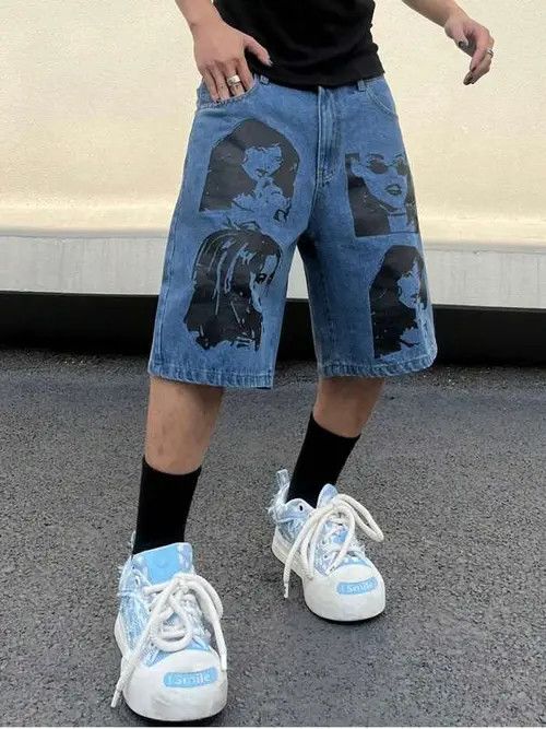 Japanese Brand Nozomi x Jingu Graphic Y2k Shorts Jorts Denim Size US 32 / EU 48 - 1 Thumbnail