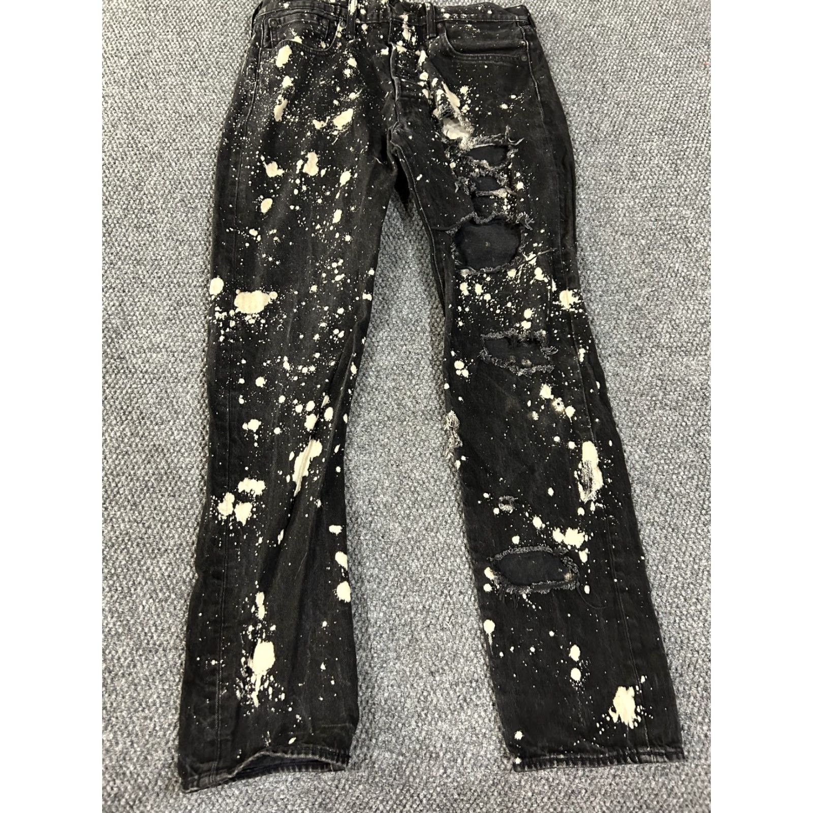 Levi's Levi's 501 Jeans Mens W34 L34 Black Distressed Splatter 5-Pocket Regular Fit Straight Vintage: No (Levi's) Size US 34 / EU 50 - 2 Thumbnail