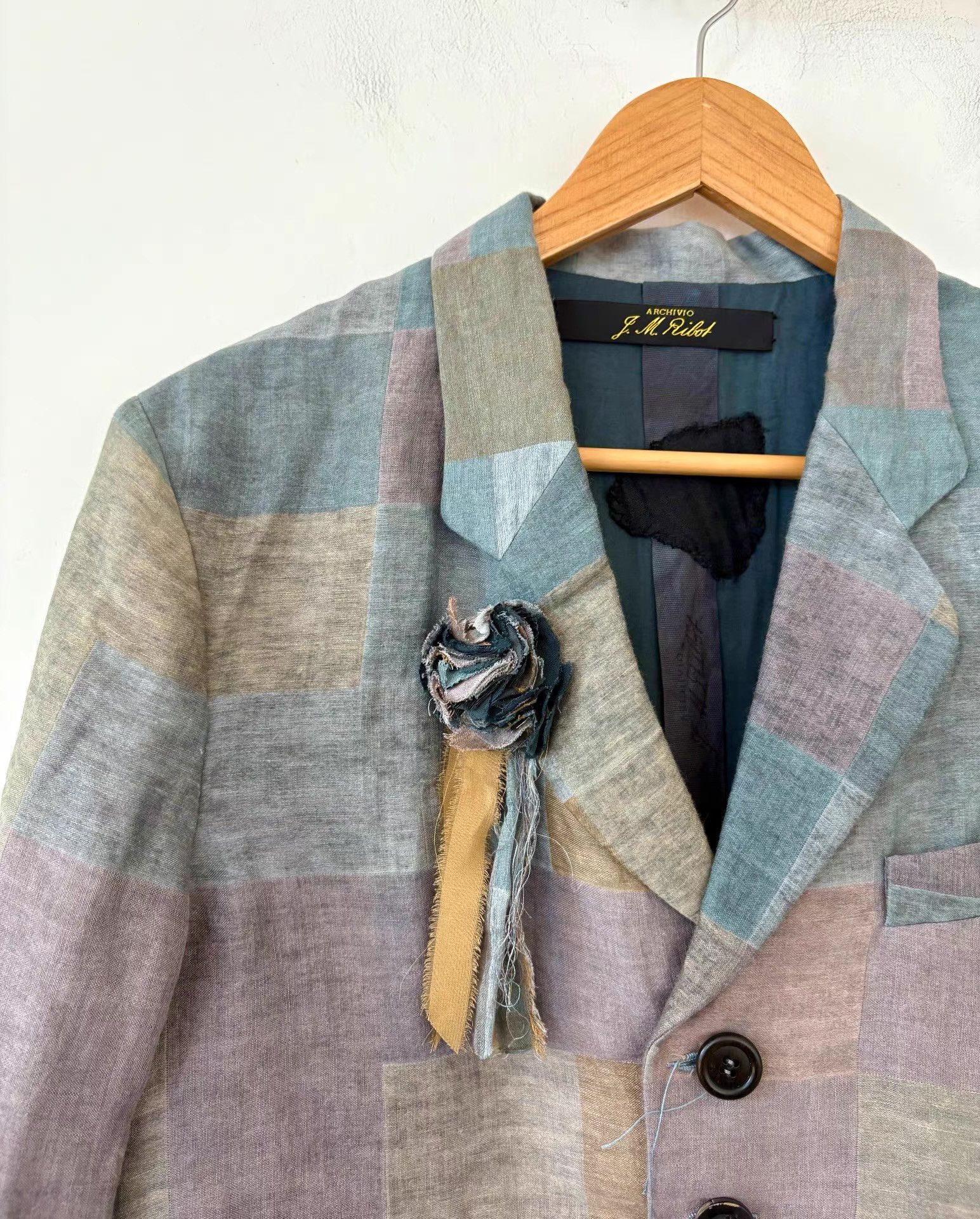 Archivio J.M. Ribot Archivio J.M.Ribot Men's Plaid Blazer Ｑ21 Size 46R - 3 Thumbnail
