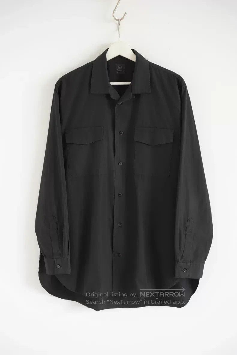 Yohji Yamamoto Yohji Yamamoto 17aw double pocket open neck black shirt Size US L / EU 52-54 / 3 - 1 Thumbnail