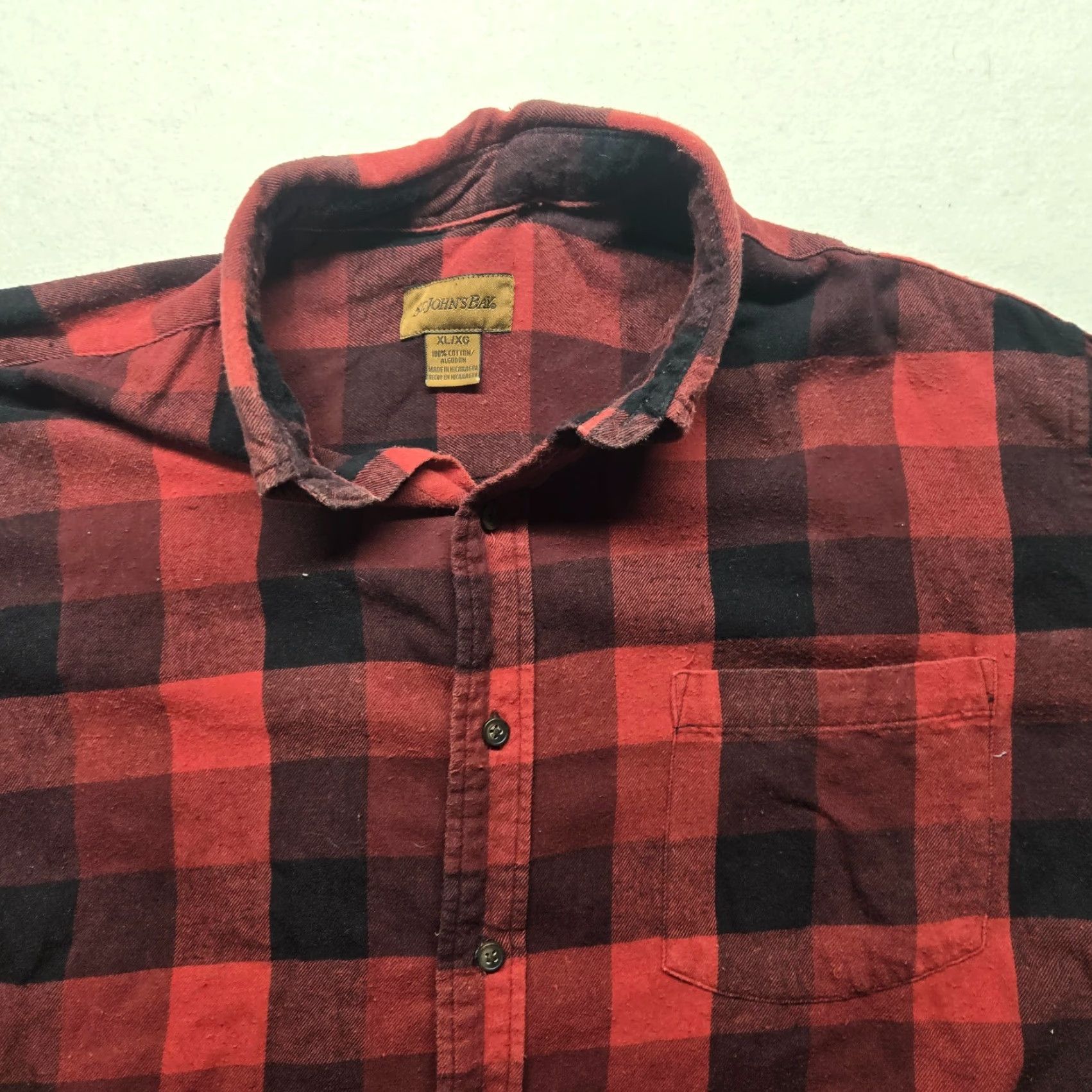 Vintage St. Johns Bay Super Soft Flannel Button Up Shirt Mens Size XL Red Buffalo Plaid Size US XL / EU 56 / 4 - 2 Thumbnail