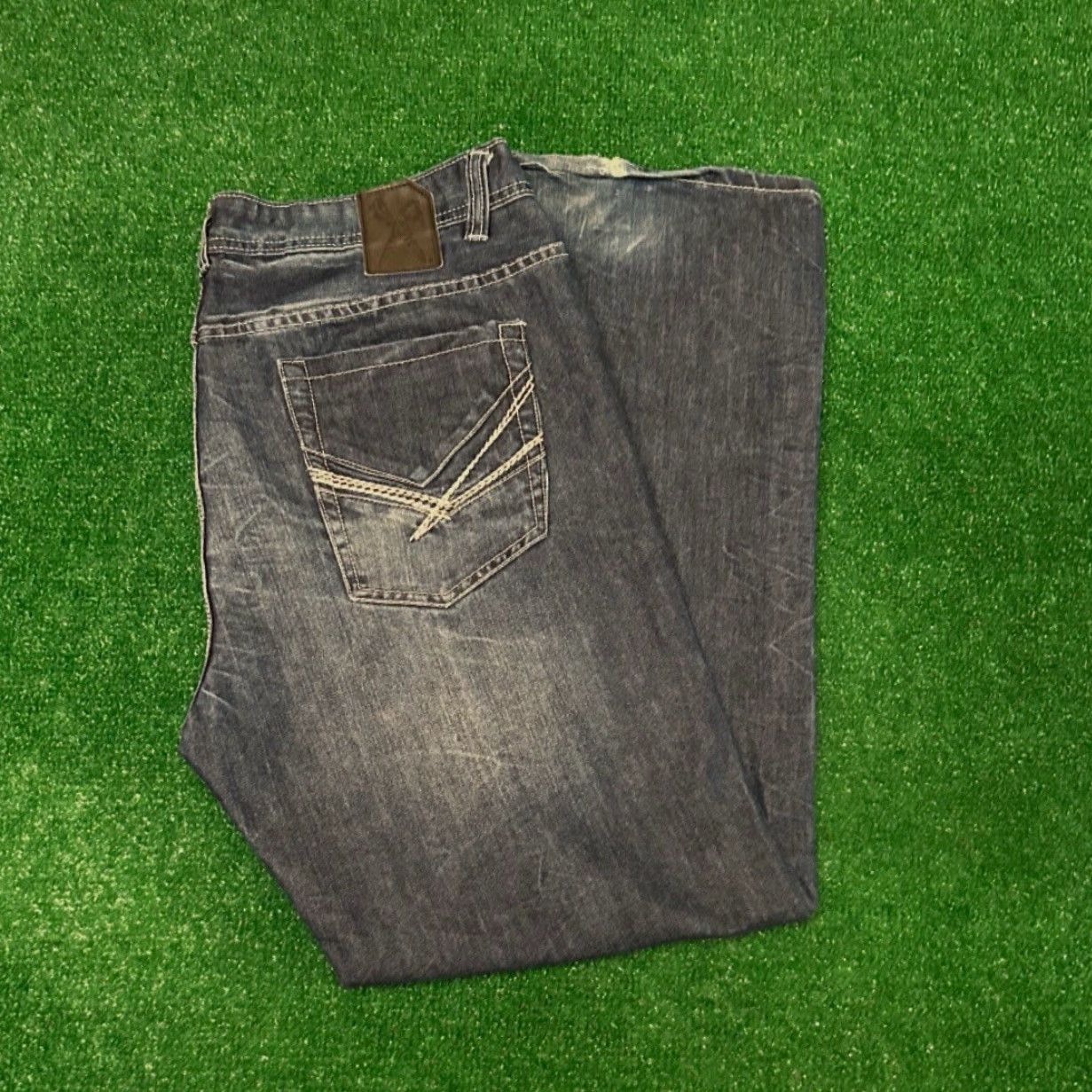 Marcs VINTAGE Marc Ecko Baggy Skater Grunge Jeans VTG Mens Size 40 Dark Wash 40x32 Jeans Mens Grunge Y2K Hip Hop Punk Skater Ecko Style Straight Size US 40 / EU 56 - 2 Thumbnail