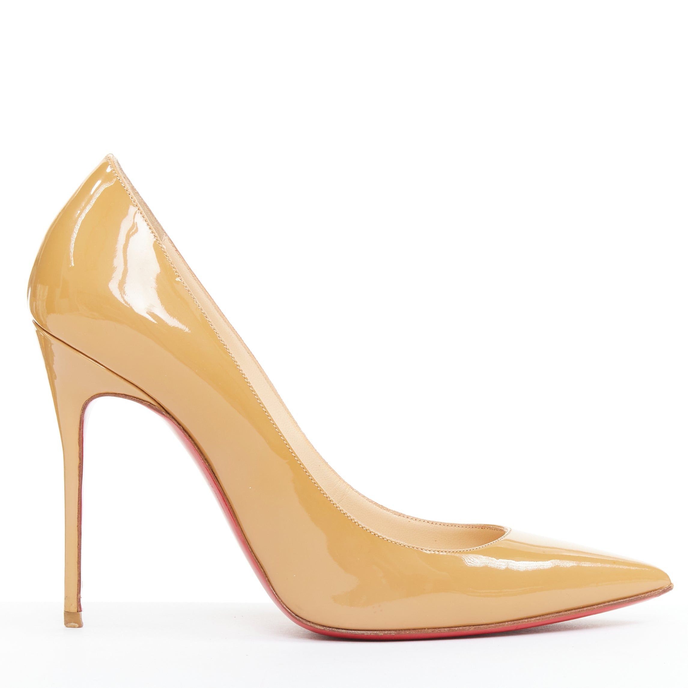 Christian Louboutin CHRISTIAN LOUBOUTIN So KAte beige tan patent point toe stiletto pumps EU37.5 Size US 7.5 / IT 37.5 - 1 Thumbnail