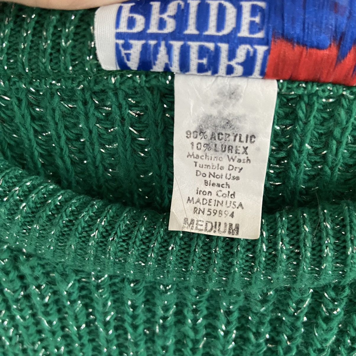 Other Vintage 1980s Green & Silver Crewneck Pullover Sweater | Med Size M / US 6-8 / IT 42-44 - 5 Thumbnail