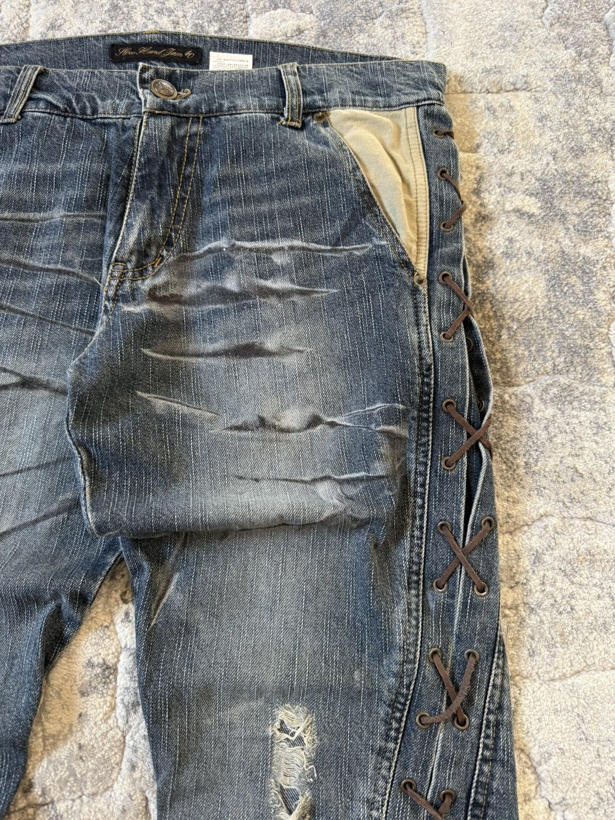 If Six Was Nine Slow Hand Jam 40 Paneled Asymmetrical Lace Up Flared Jeans Size US 32 / EU 48 - 11 Thumbnail