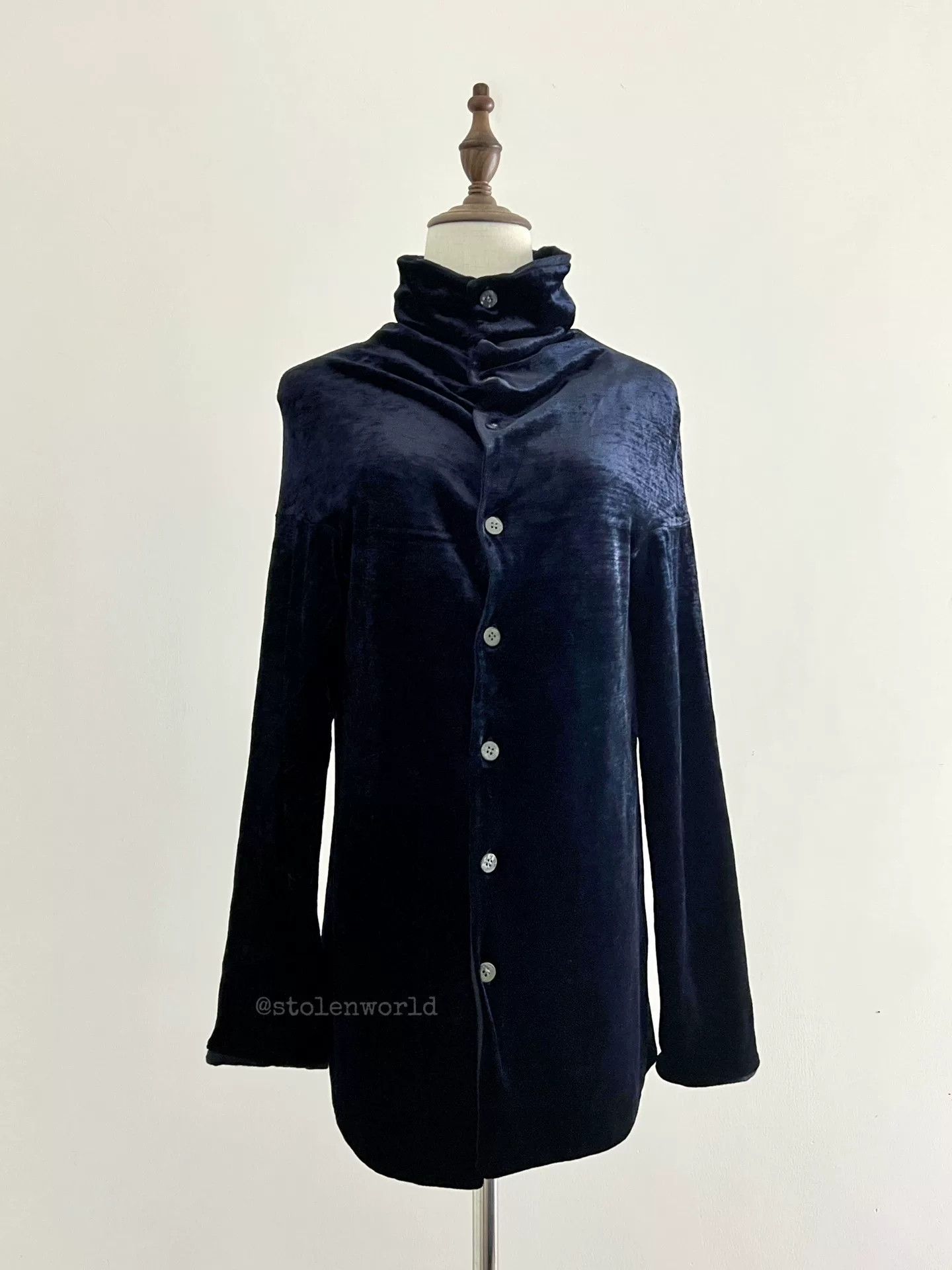 Comme des Garcons blue velvet high-neck blouse Size ONE SIZE - 1 Thumbnail