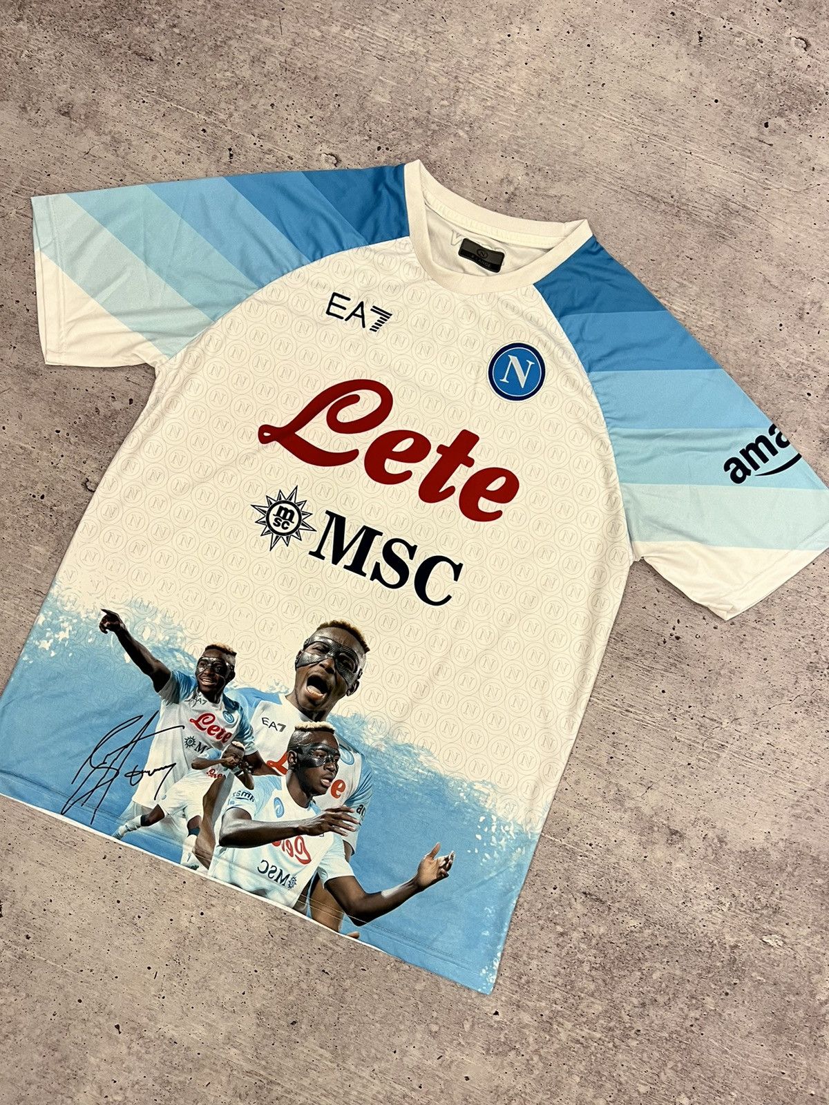 Vintage 🩸RARE🩸Napoli EA7 2022/2023 Osimhen Face Game Jersey Size US XL / EU 56 / 4 - 3 Thumbnail