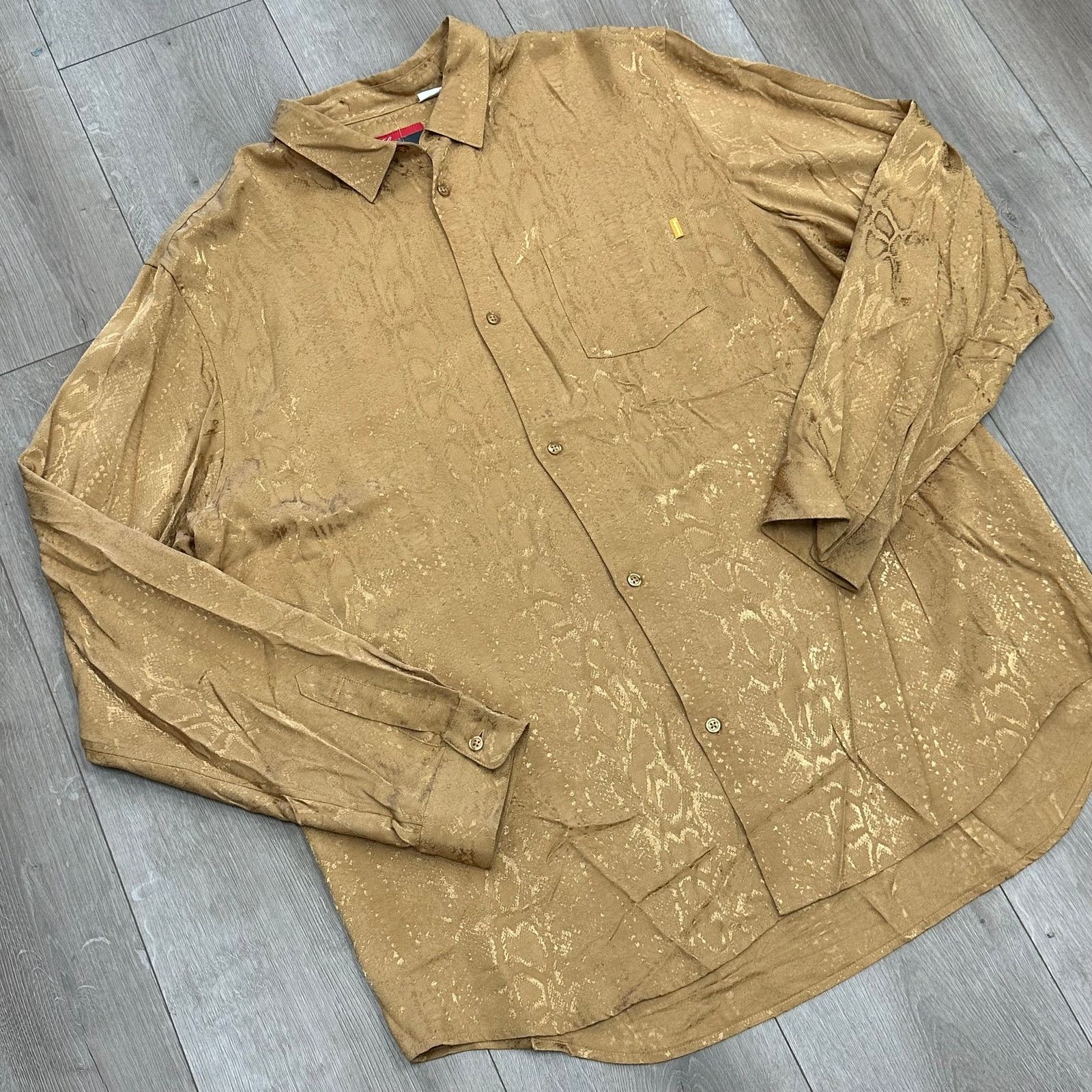 Supreme SS20 Supreme Snakeskin Jacquard Shirt Gold Button Up Size XL Size US XL / EU 56 / 4 - 3 Thumbnail